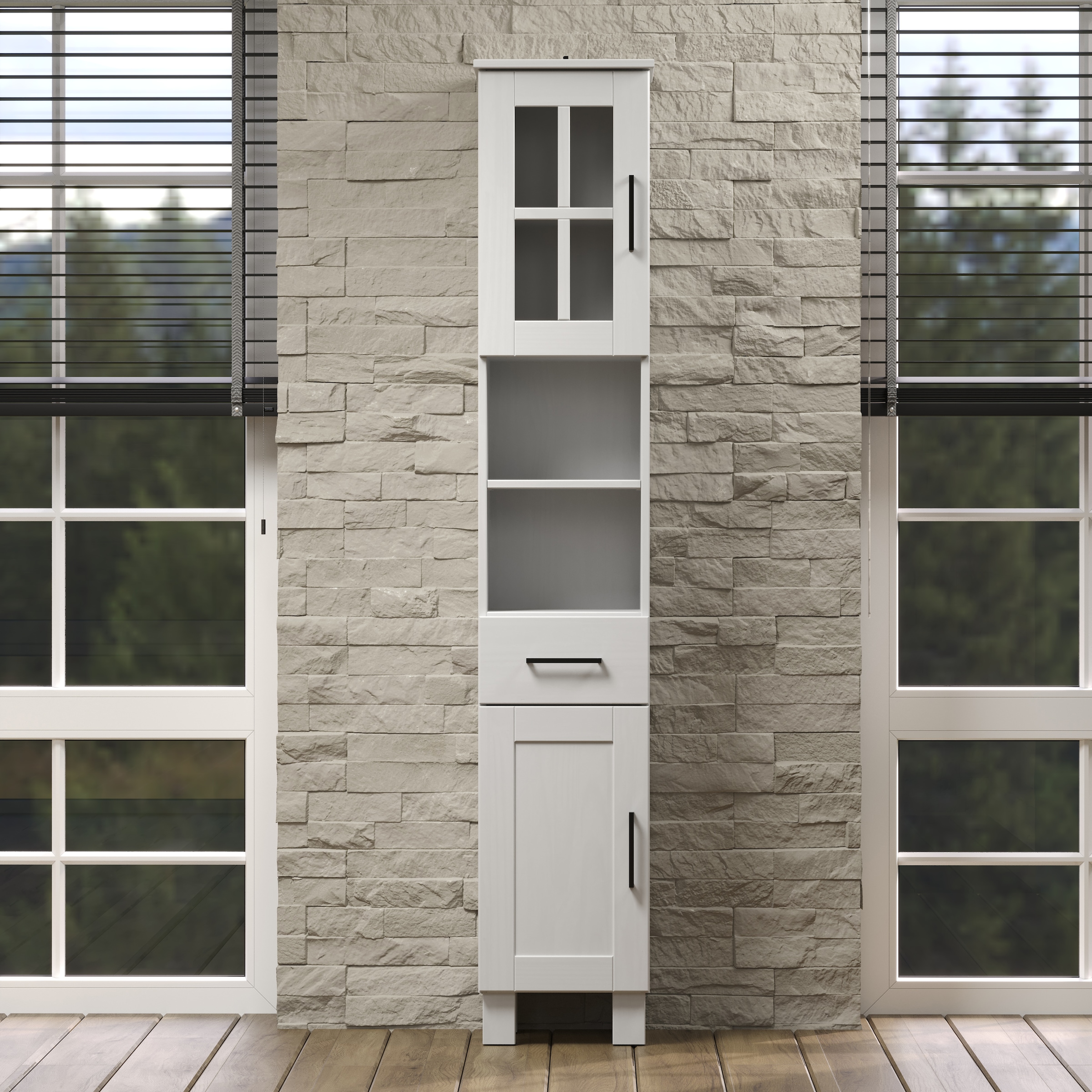 welltime Hochschrank »Ulea«, (1 St.), Badschrank aus Massivholz mit Schubkasten - Maße (B/T/H) 33/30/180 cm