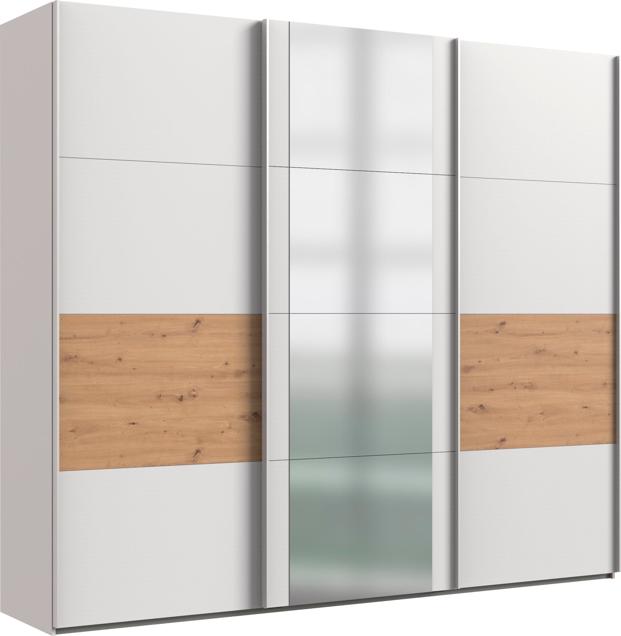 Wimex Schwebetürenschrank "Barmbek Schlafzimmerschrank Garderobenschrank" Kleiderschrank mit 2 Stoffboxen und 2 zusätzlichen Böden, Spiegeltür