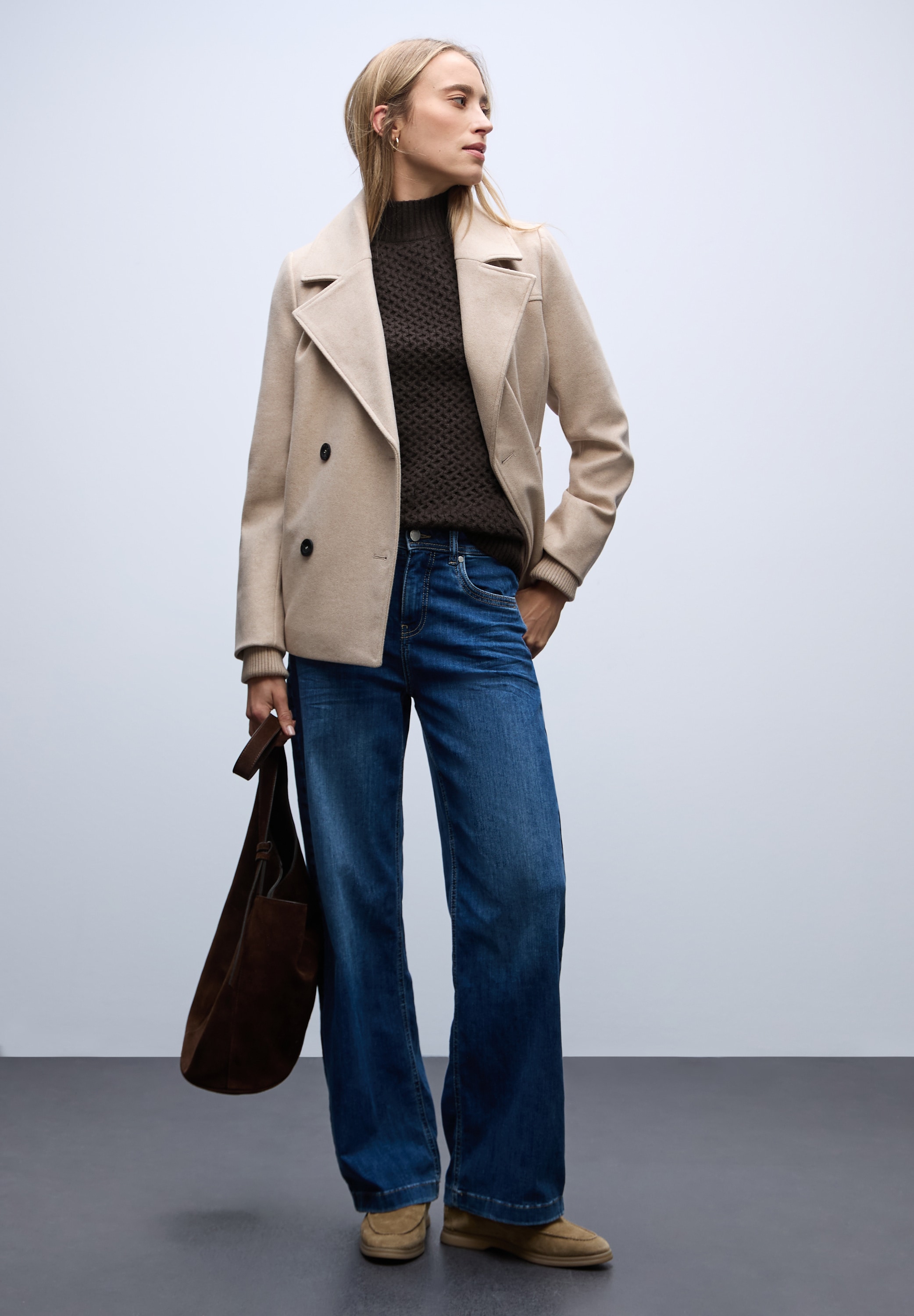 STREET ONE Stehkragenpullover mit Strickmuster