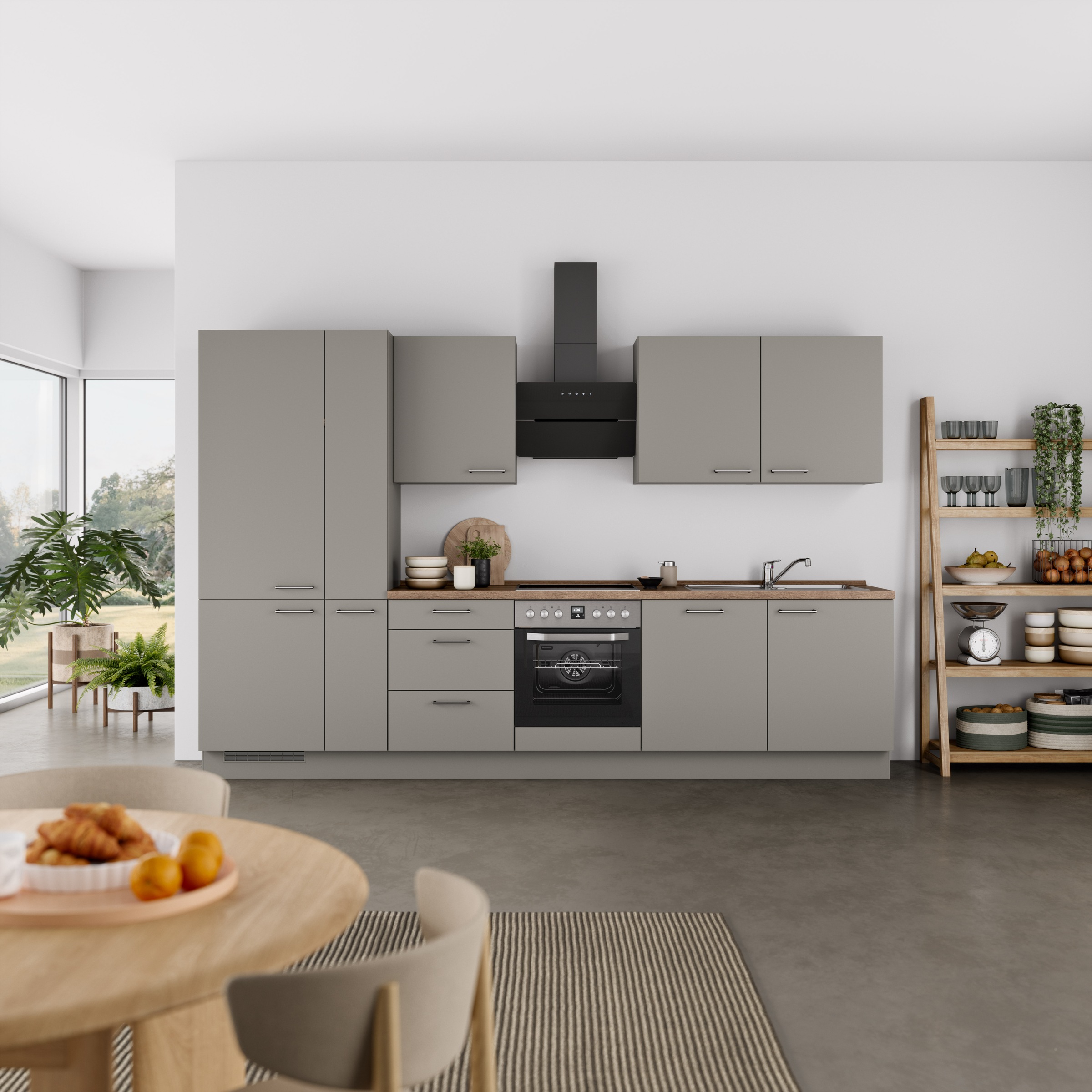 nobilia® Küchenzeile »"Laser II", NEU: individuell anpassbar mit gratis Profi-Beratung« vormontiert, 330 cm breit, optional mit verschiedenen E‑Geräte-Sets