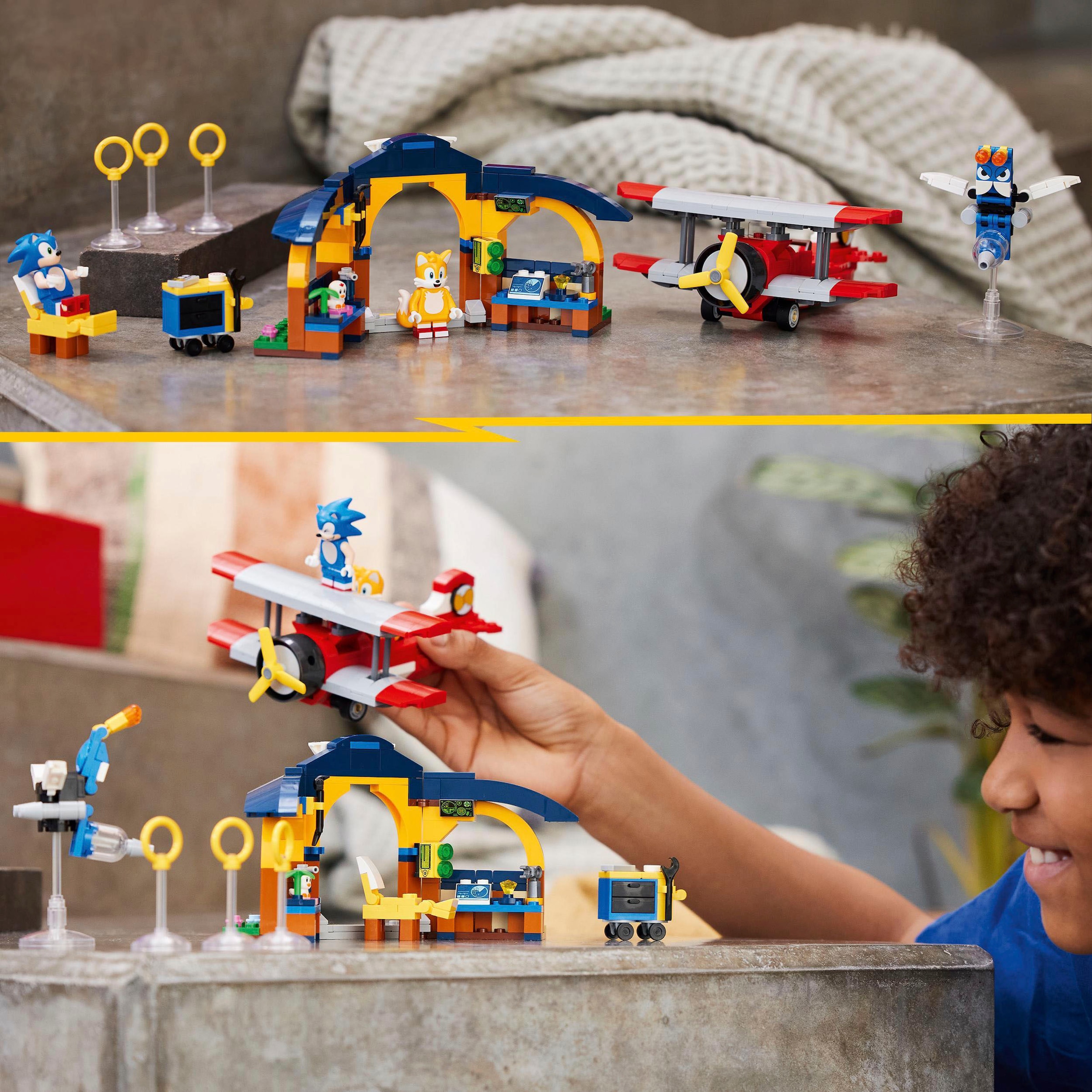 LEGO® Konstruktionsspielsteine »Tails‘ Tornadoflieger mit Werkstatt (76991), LEGO® Sonic«, (376 St.), Made in Europe