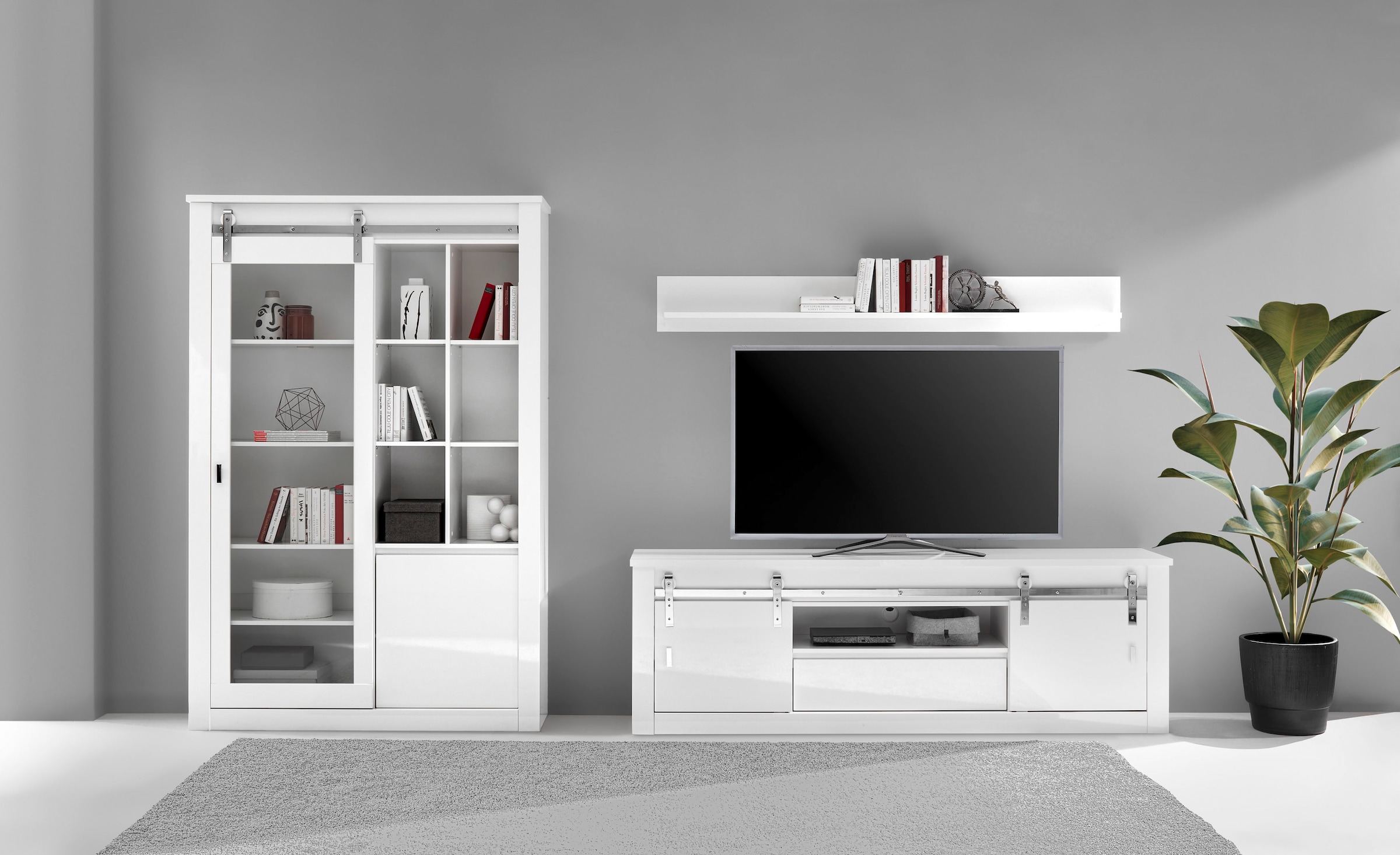 Home affaire Wohnwand "Daytona, moderne Anbauwand, Wohnzimmer-Set in Weiß H günstig online kaufen