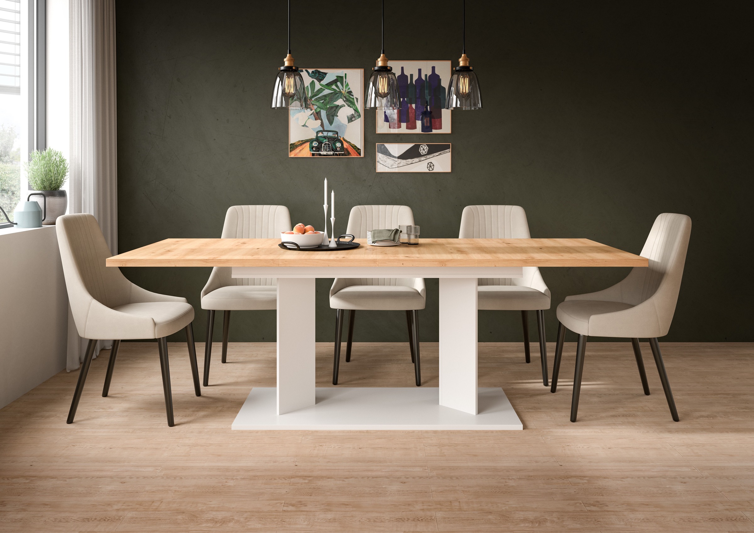 Home affaire Esstisch »GERO, 140-190 cm, 2-fach ausziehbar, Säulengestell« in verschiedenen Ausführungen erhältlich, 1 Stk. tlg. Tisch, Esstisch, Esszimmer, Esszimmertisch, Küchetisch, Bartisch