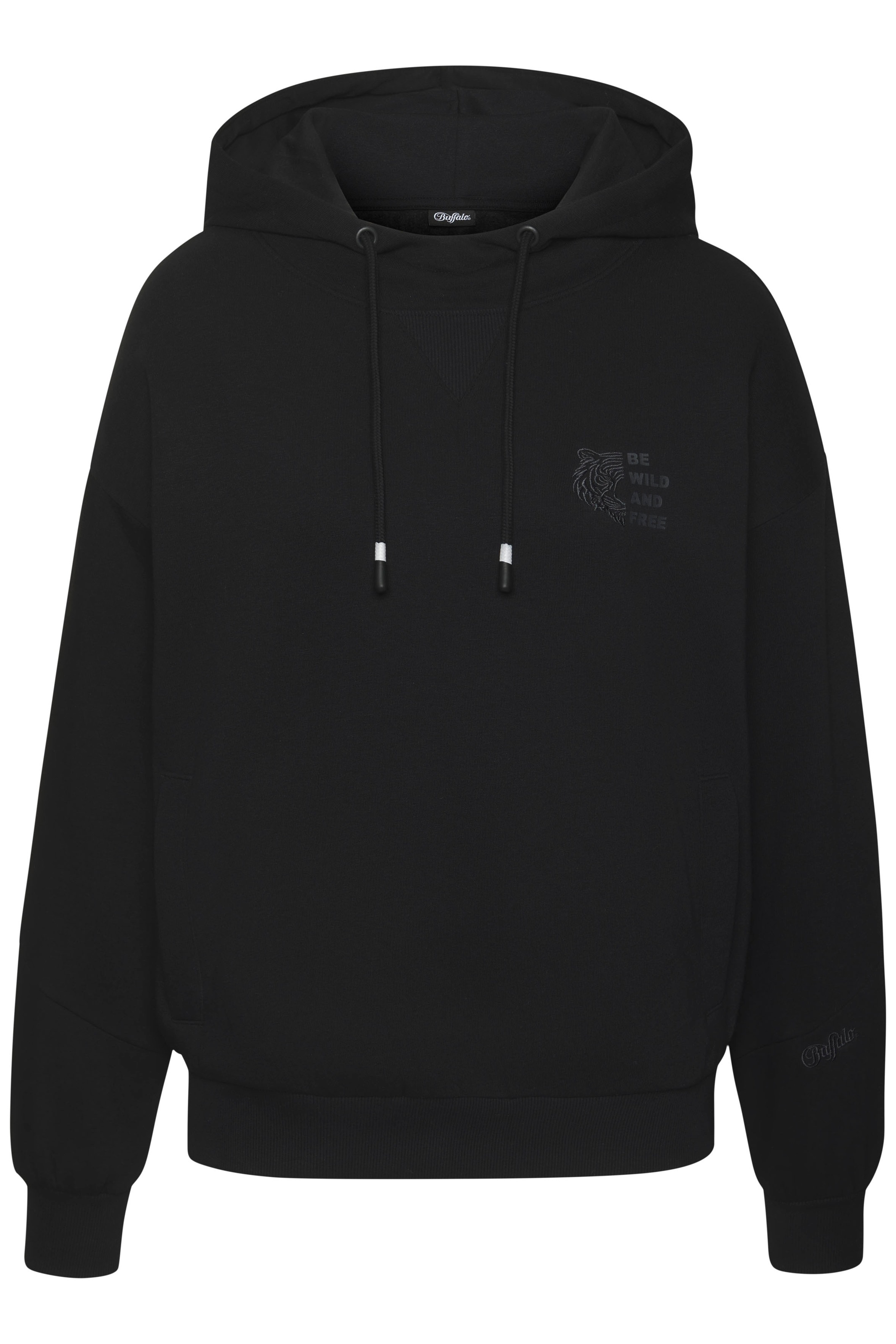 Buffalo Kapuzenpullover, mit Kontraststickerei und seitliche Taschen günstig online kaufen