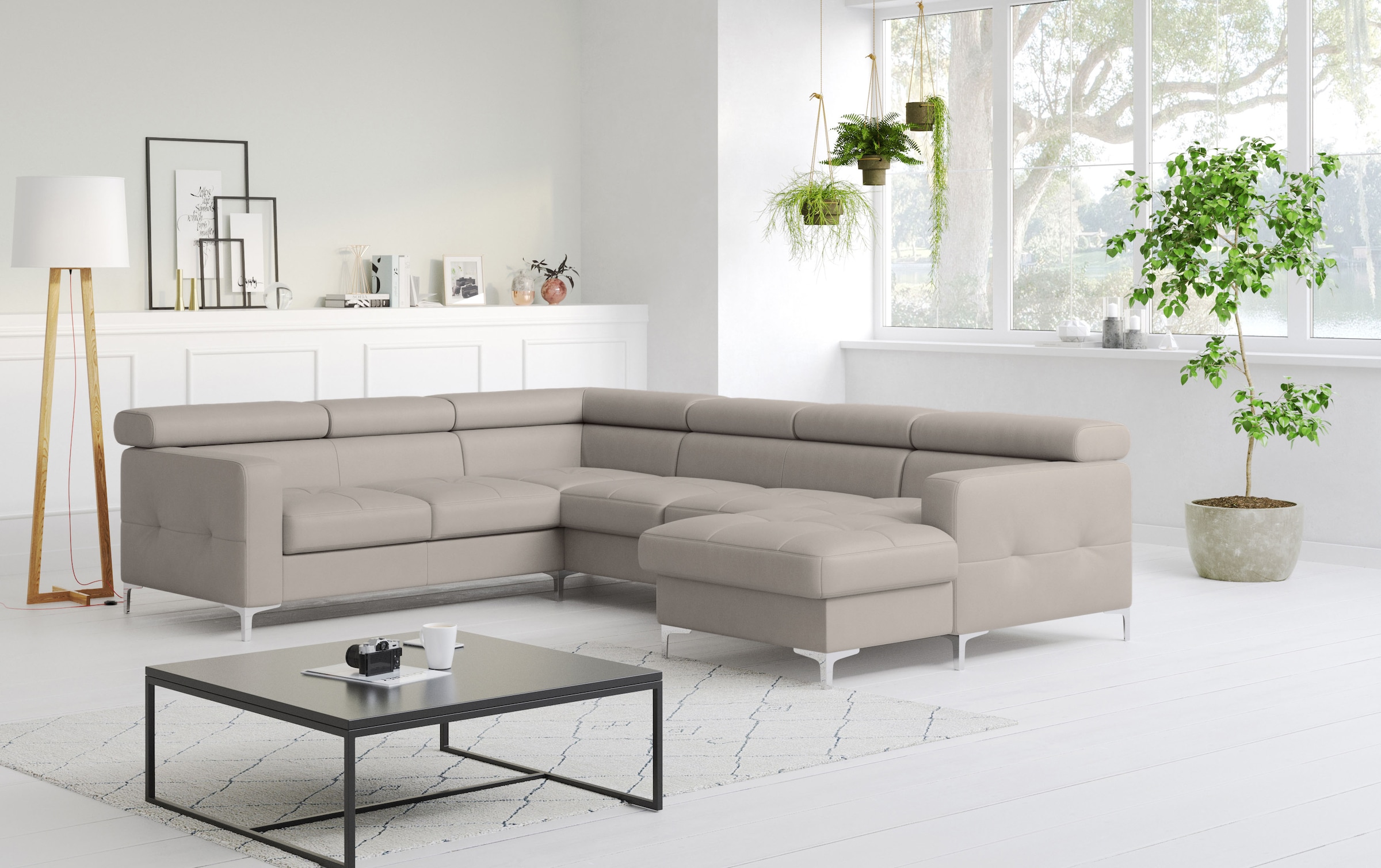 COTTA Wohnlandschaft "Sammy U-Form, B: 304 cm" Kopfteilverstellung, optional Schlaffunktion & Bettkasten