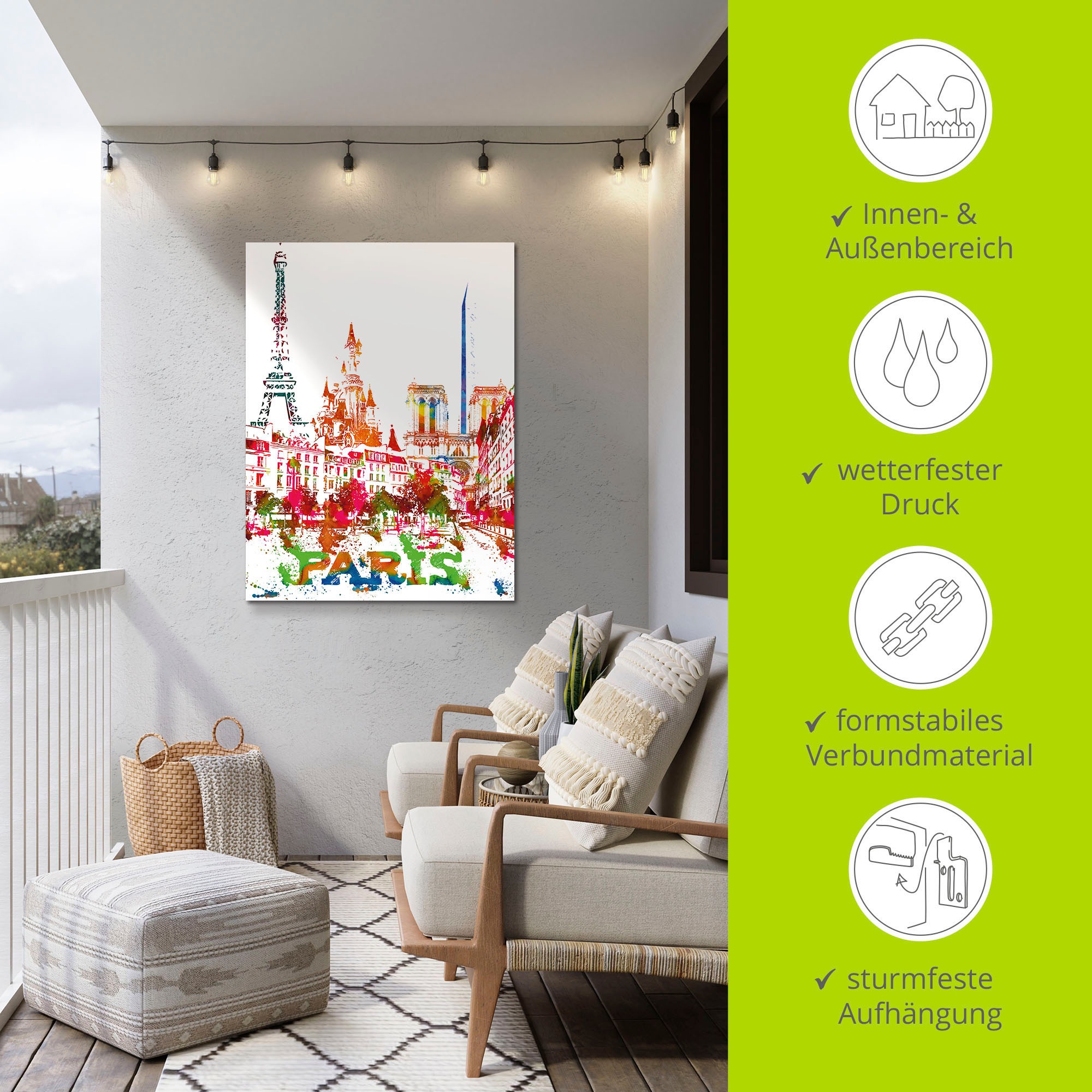 Artland Wandbild »Paris Grafik«, Paris, (1 St.), als Alubild, Outdoorbild, Poster in verschied. Größen
