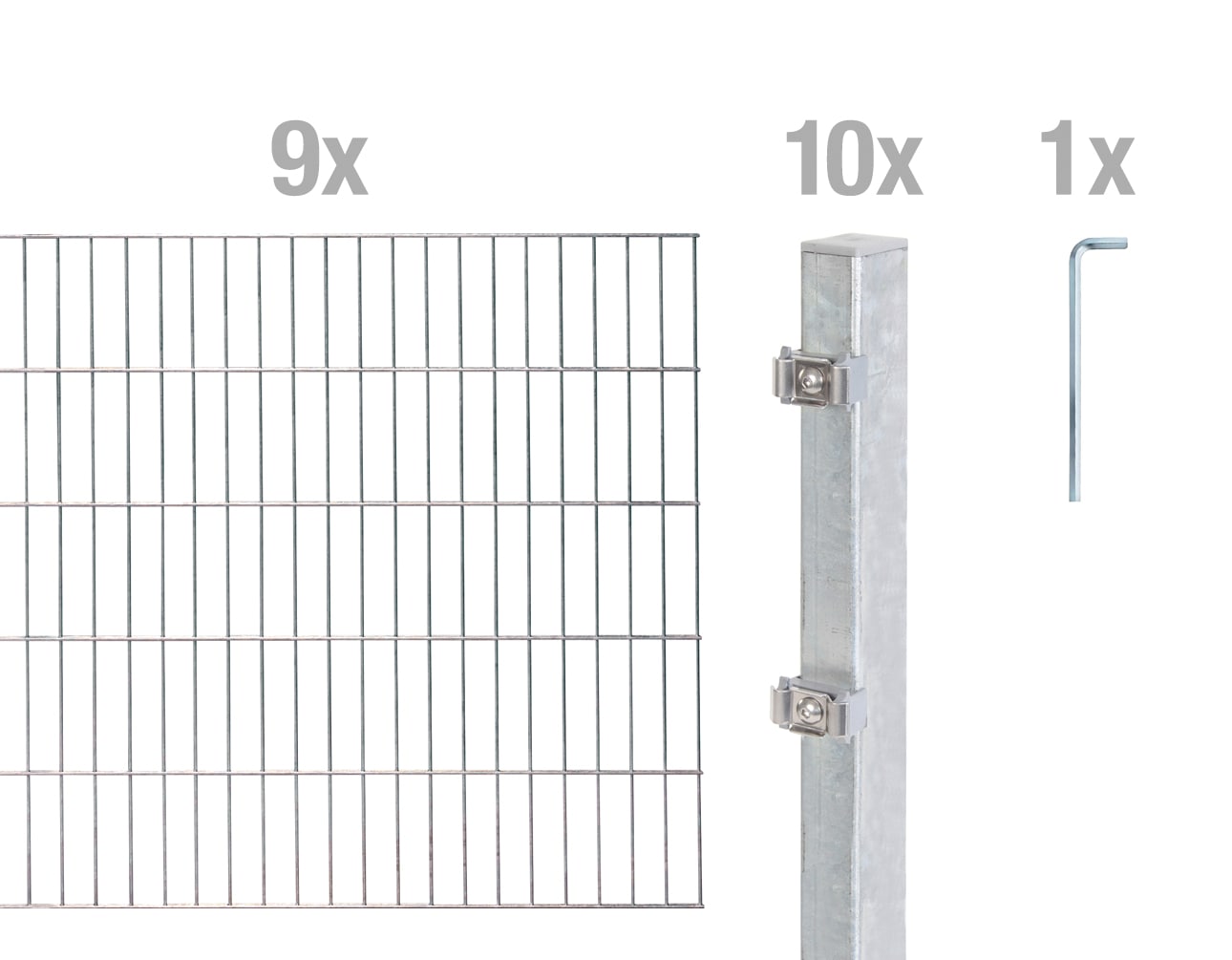 Alberts Doppelstabmattenzaun "Grundset" Höhe: 80-200 cm, Gesamtlänge: 4-30 m, zum Einbetonieren