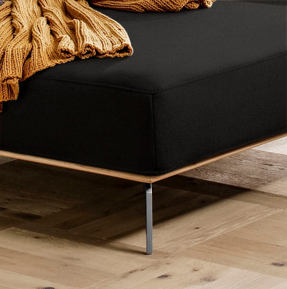 W.SCHILLIG Ecksofa »run, Designsofa, bequem, L-Form«, mit elegantem Holzsockel, Füße in Chrom glänzend, Breite 299 cm