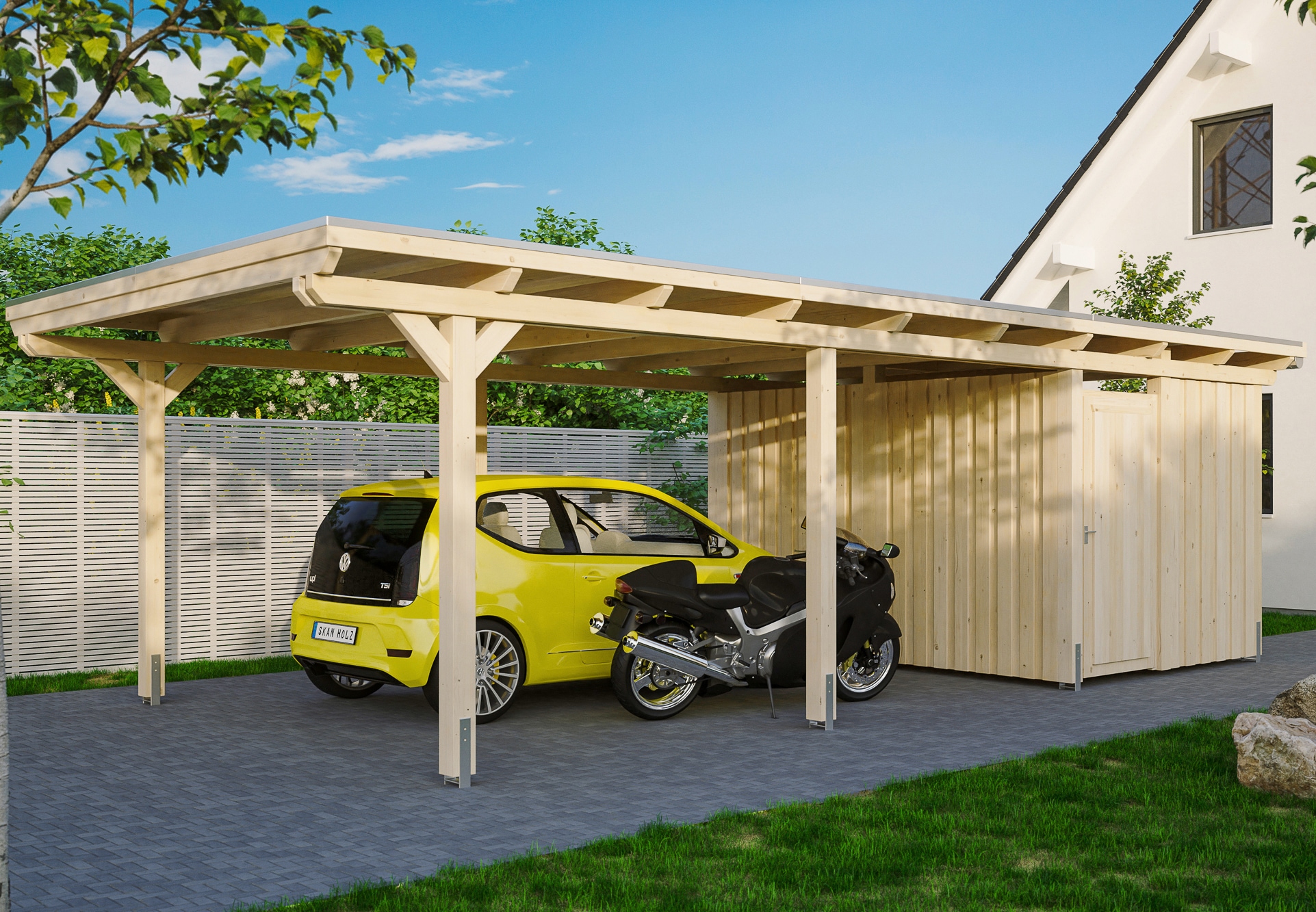 Skanholz Einzelcarport "Emsland" Leimholz 341 cm natur