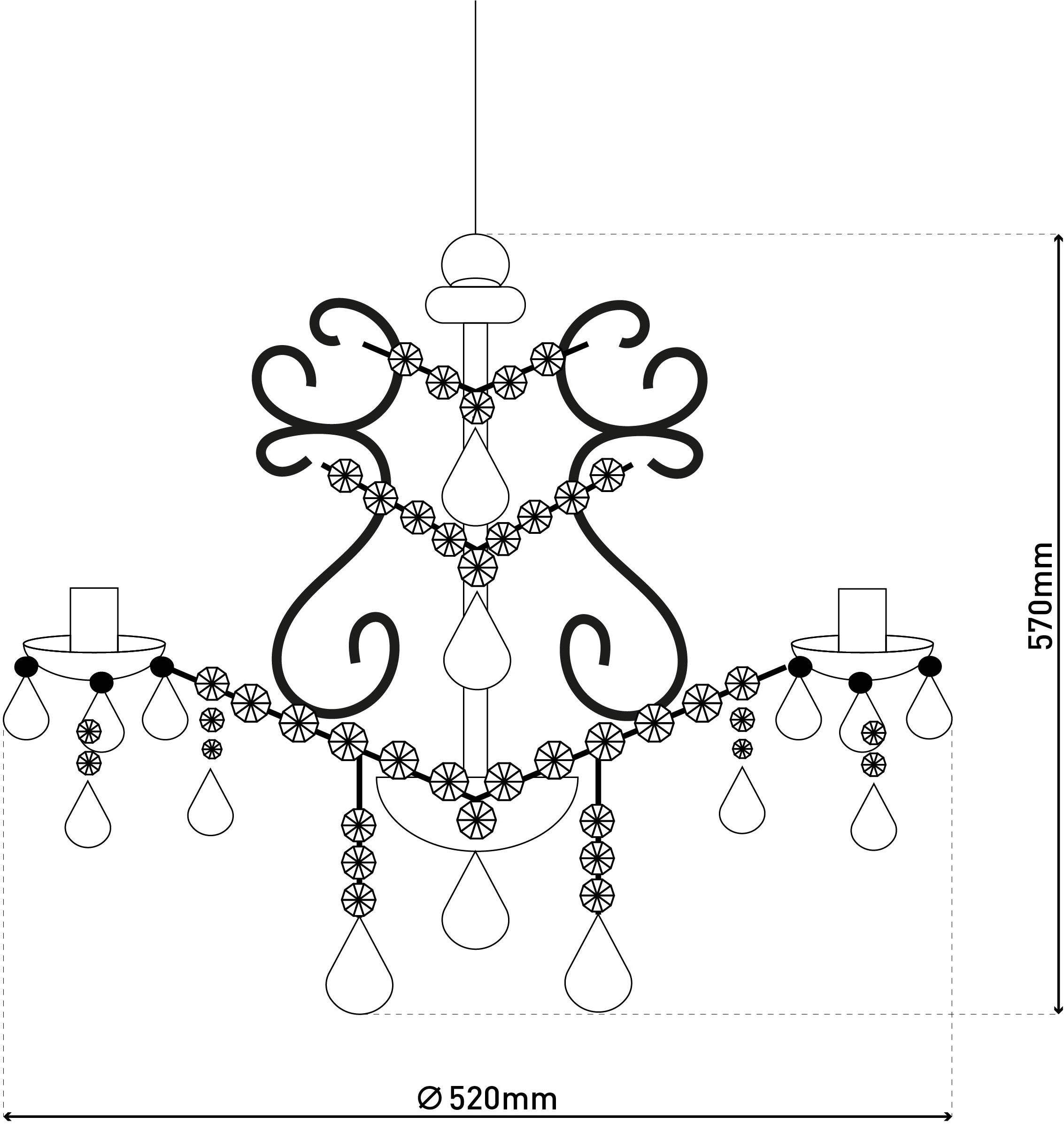 näve Kronleuchter "CECILIA", für Leuchtmittel 5 x E14 | ohne Leuchtmittel, elegantes Design