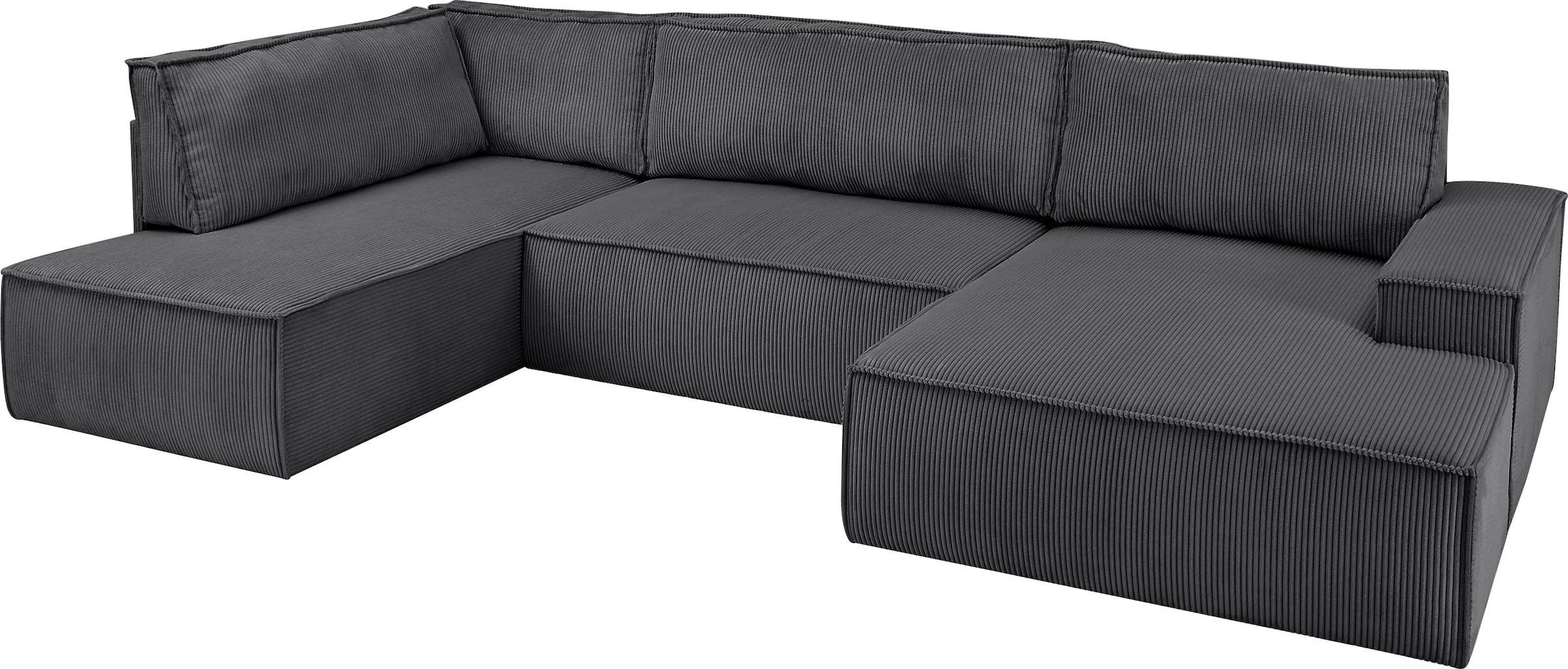 Home affaire Wohnlandschaft »SHERWOOD  329 cm, U-Form, Schlafsofa,« Schlaffunktion m. Bettkasten (194x139 cm), Cord, Vintage, Samtvelours
