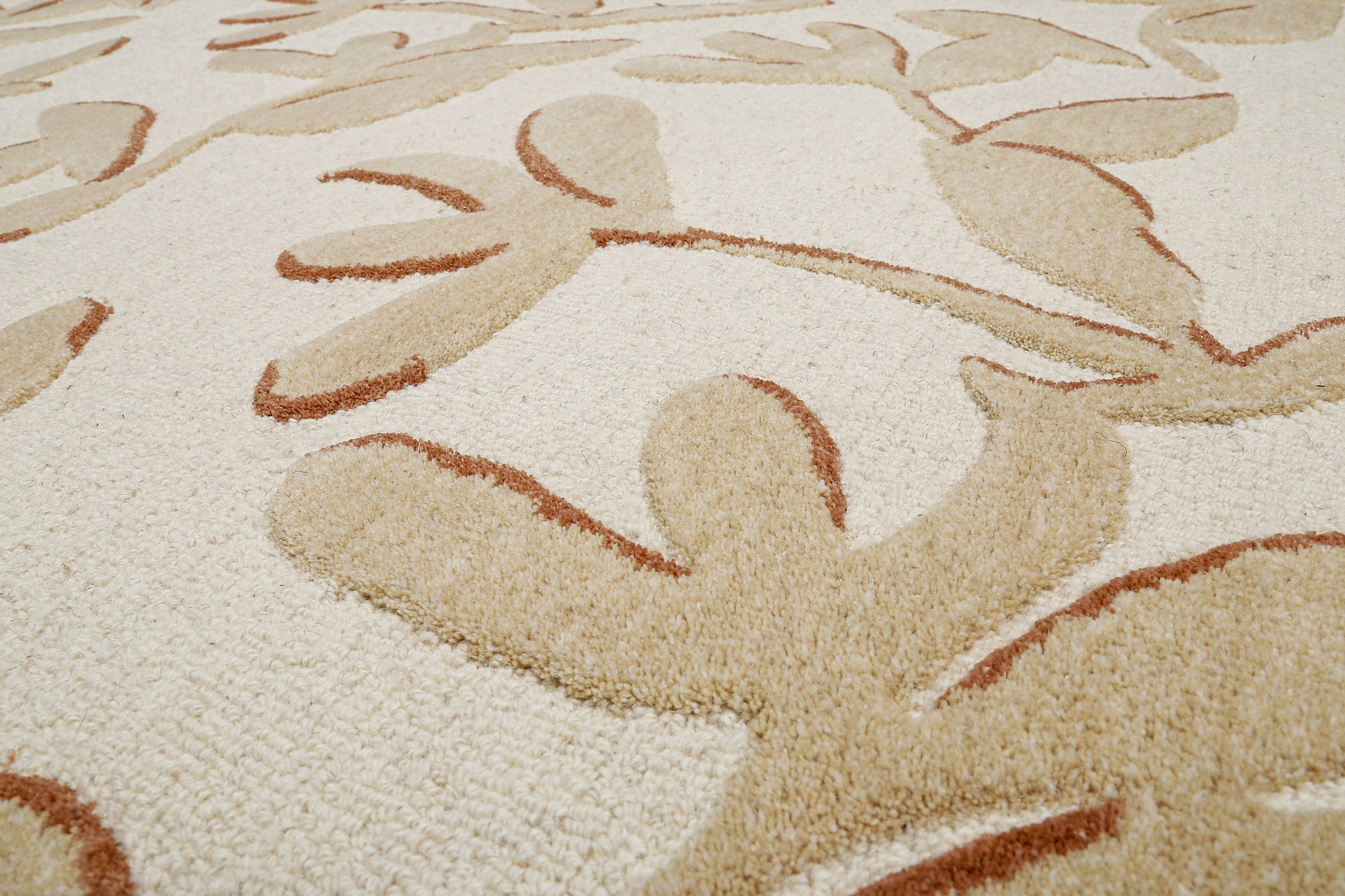 Wecon home Teppich »Summers Peak« rechteckig 16 mm Höhe Kurzflorteppich, Naturfaser, floral, Hoch-Tief-Effekt, handgetuftet