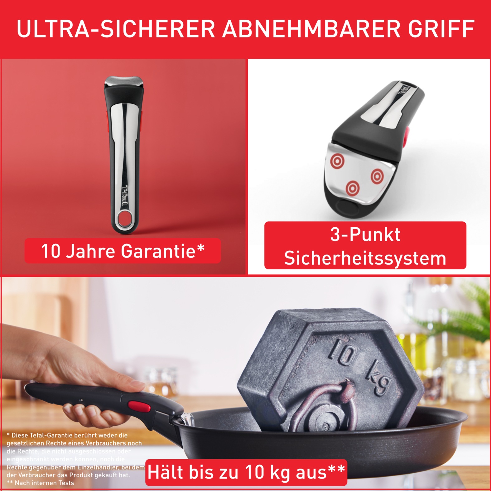 Pfannen-Set TEFAL "Ingenio Preference, Pfannenset abnehmbarer Griff, Antihaftversiegelung", schwarz (edelstahl, schwarz), Ø:26cm, Pfannen, stapelbar, platzsparend, einfache Reinigung, Induktion, L97390 4