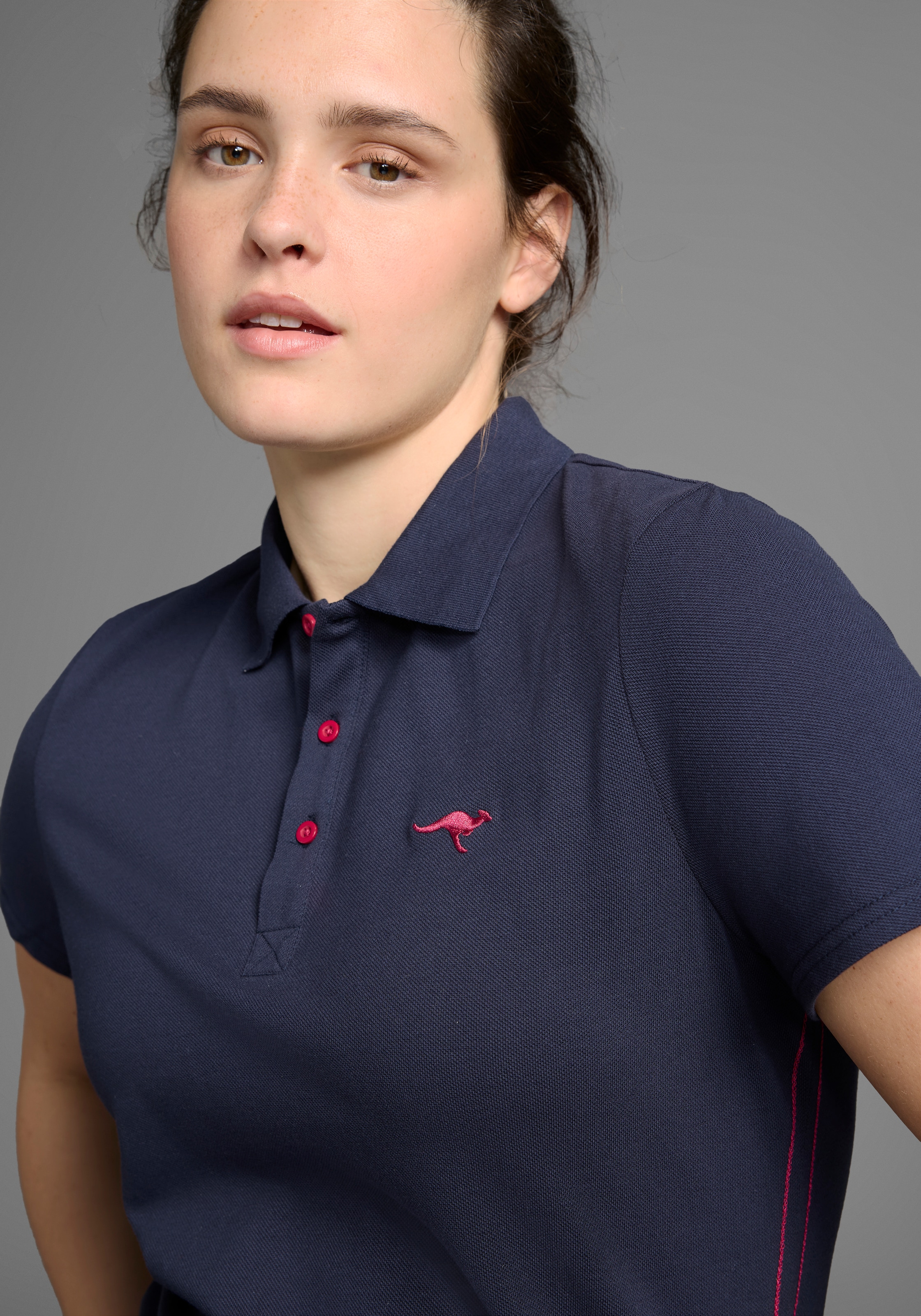KangaROOS Poloshirt, Kurzarm, unifarben, Polokragen, aus Baumwolle