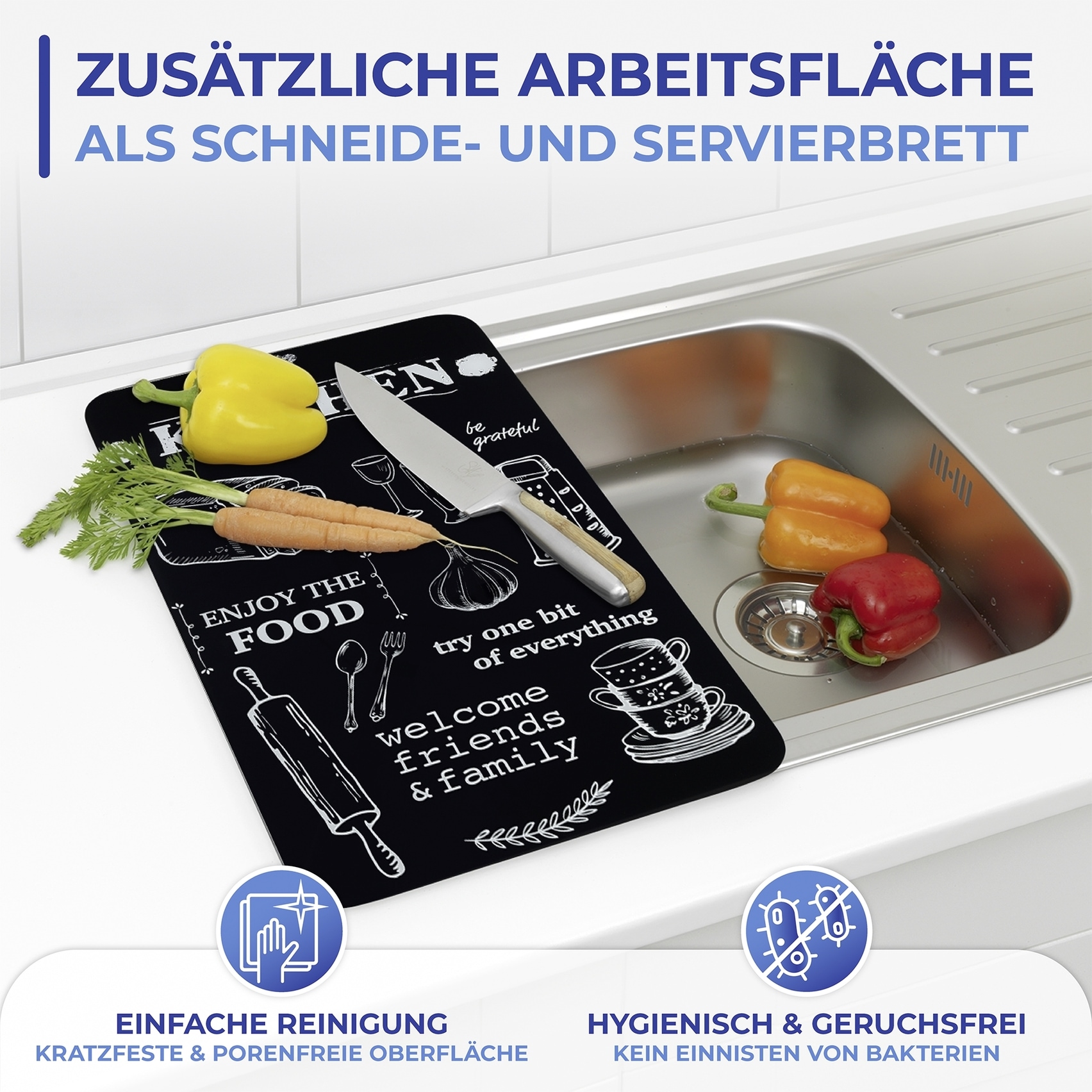 Maximex Herd-Abdeckplatte »Universal Modell KITCHEN RULES«, (Set, 2 tlg.), für Induktions-, Glaskeramik-, Elektro- und Gasherde, höhenverstellbar