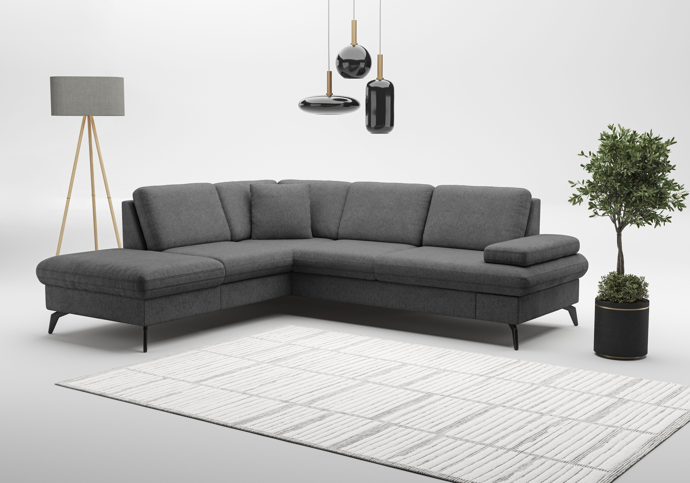 sit&more Ecksofa »Morris Jubi L-Form«, inkl. Armteilfunktion und 1 Zierkissen, wahlweise mit Bettfunktion