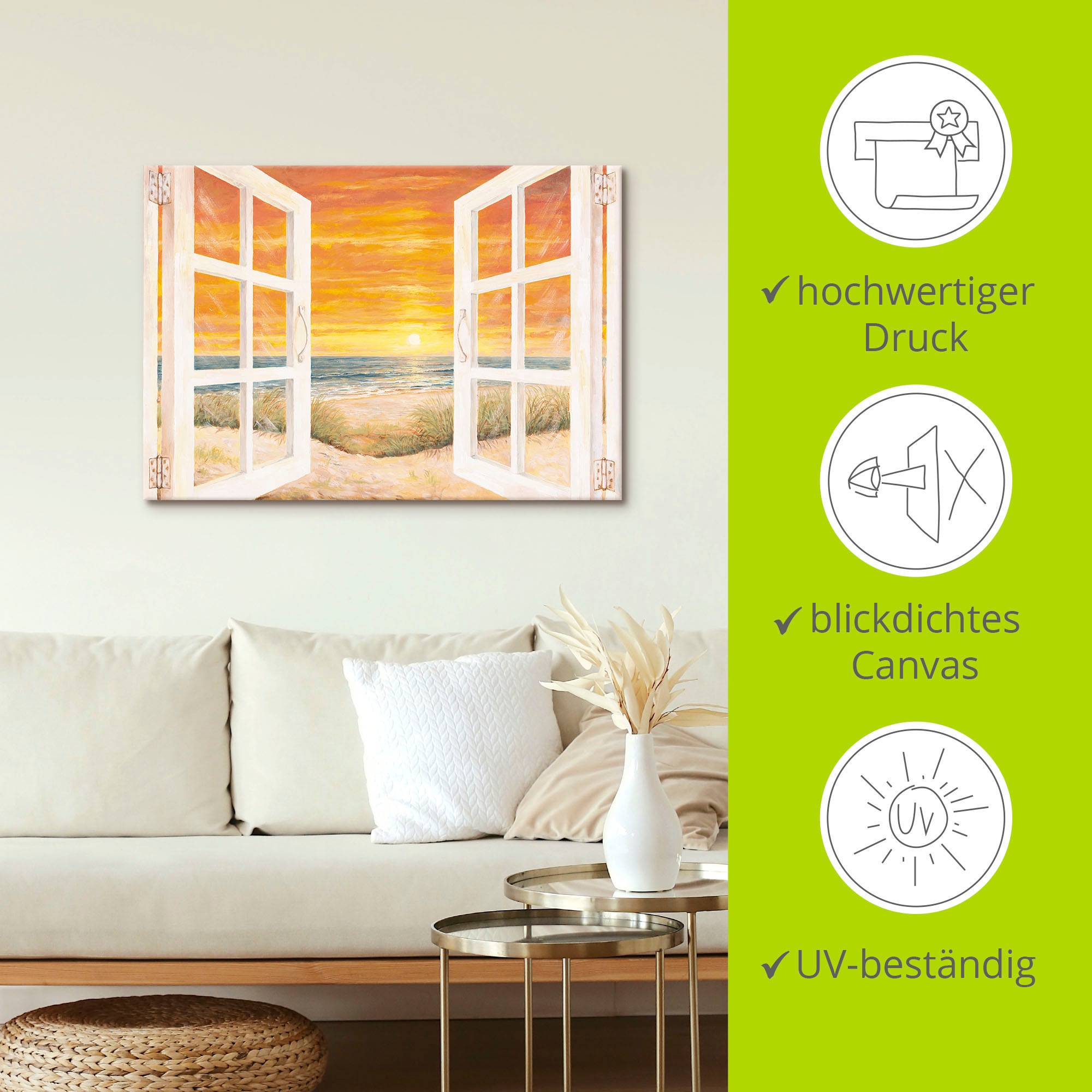 Artland Wandbild »Fenster zum Meer«, Meer Bilder, (1 St.), als Alubild, Outdoorbild, Leinwandbild, Wandaufkleber, versch. Größen