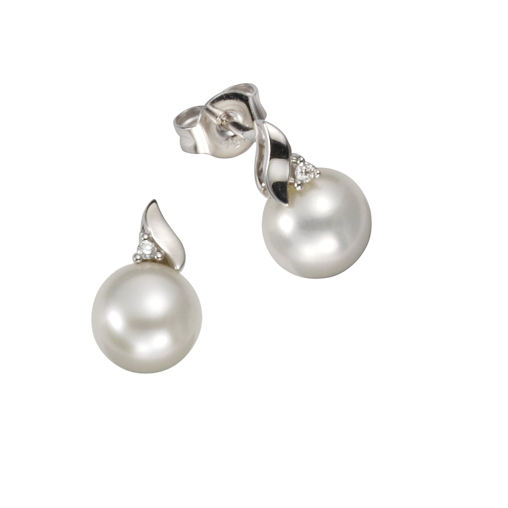 Orolino Paar Ohrstecker »585 Gold Perlen weiß + Brillanten 0,02ct.«
