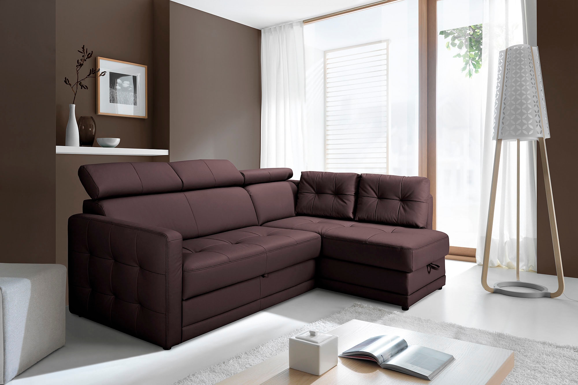 exxpo - sofa fashion Ecksofa "Arles, Federkern, zeitlos, Breite 225cm, L-Fo günstig online kaufen