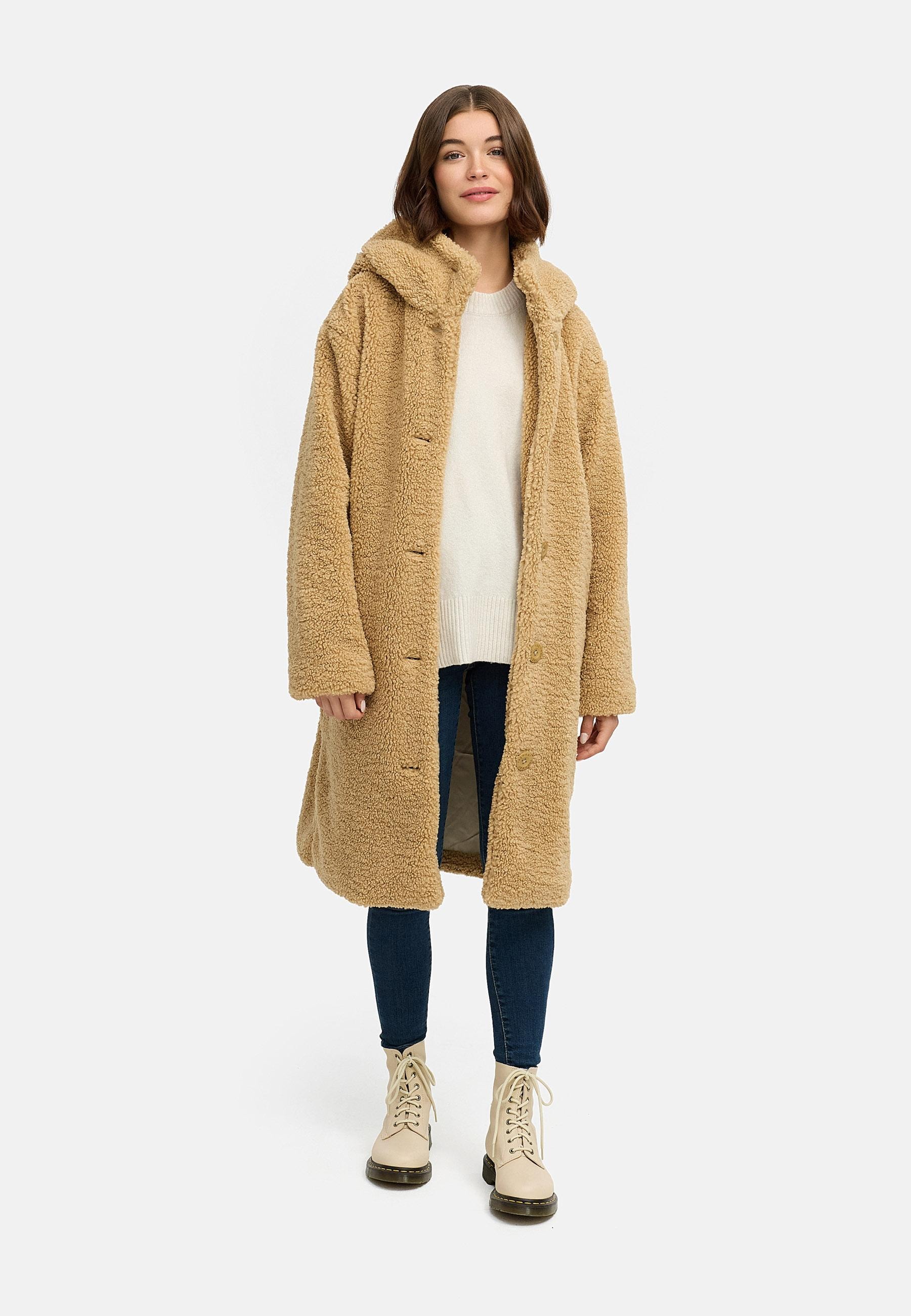 Ragwear Langmantel »Joonie YOUMODO«, Langer Plüschmantel mit Kapuze