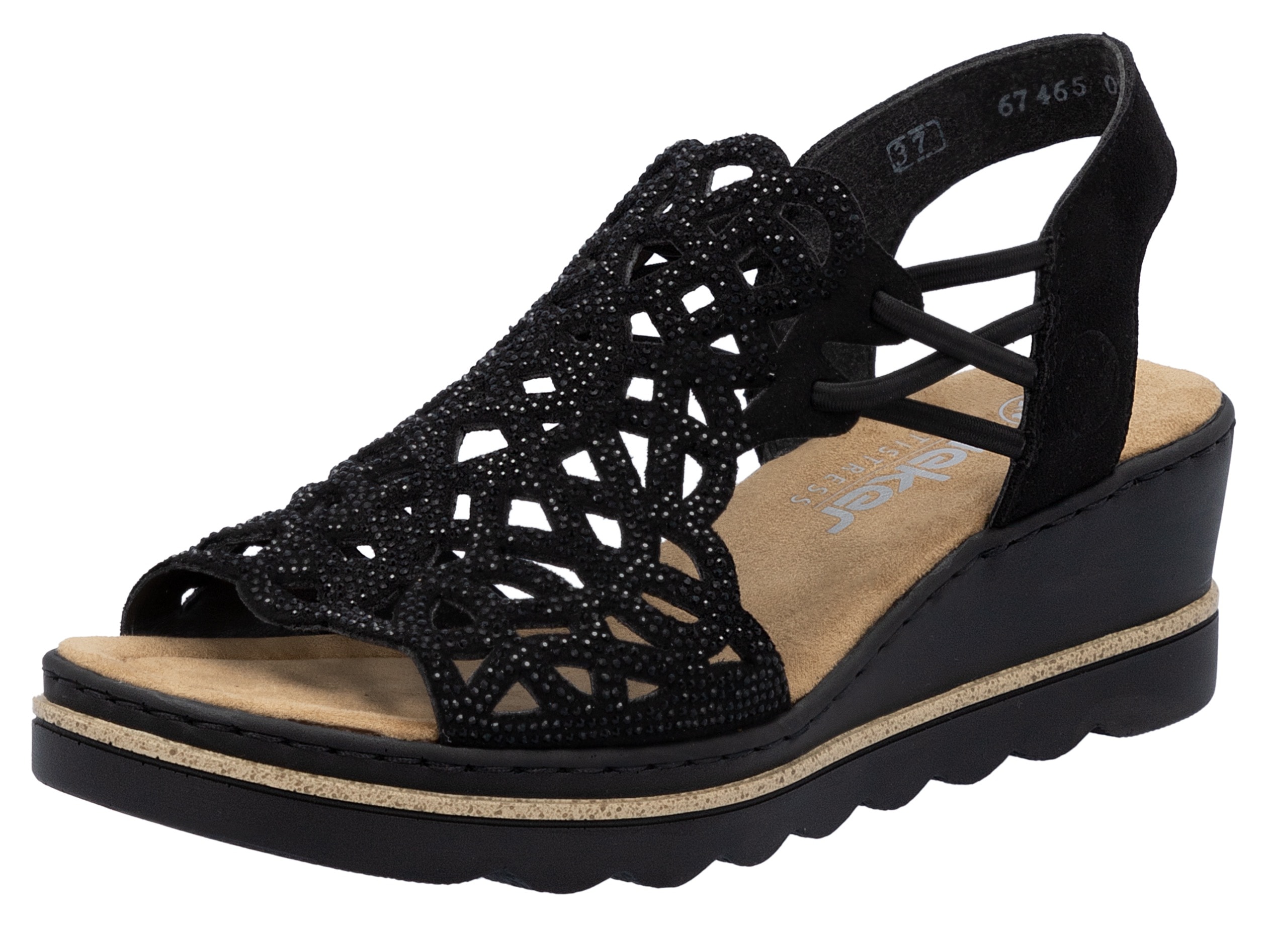 Rieker Sommerschuh, Plateausandale, Schlupfschuh mit Schmucksteinchen