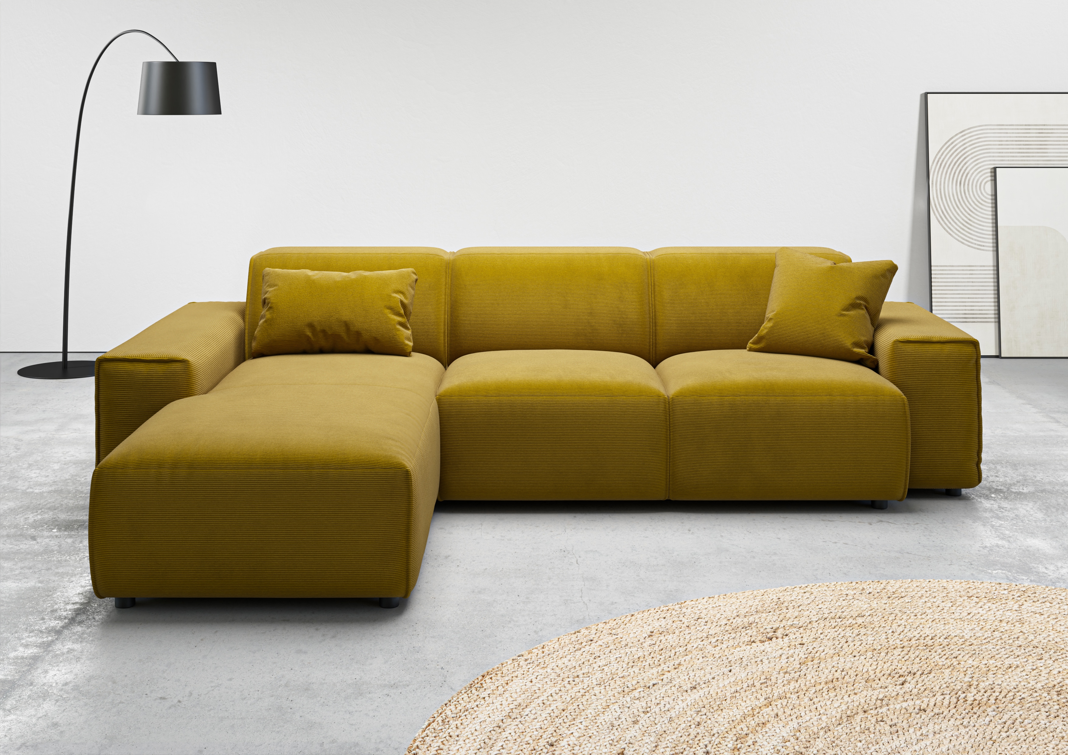 Home affaire Ecksofa "Glimminge L-Form auch in Breitcord, Feincord + Easy care-Bezug," Breite 264, Zierkissen
