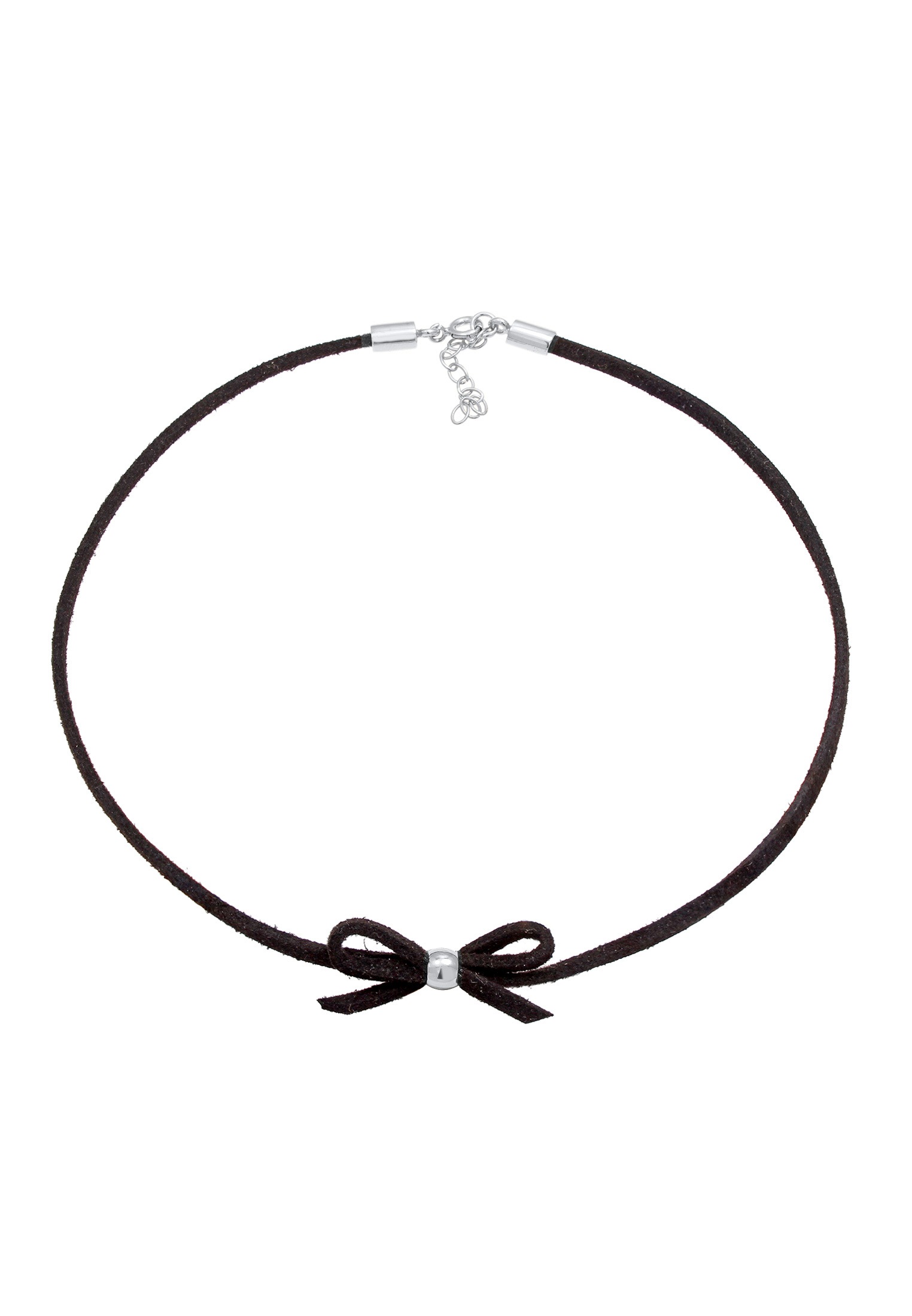 Elli Kette ohne Anhänger »Halskette Elli Halskette Kropfband Choker Leder Schleife Tracht 925 Silber«