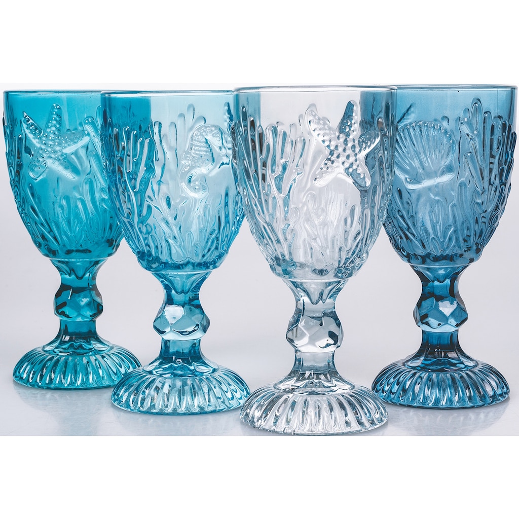 Villa d'Este Weinglas »Pantelleria Ocean, Set 4-teilig«, (Set, 4 tlg.), Gläser-Set, 4-teilig, Inhalt 280 ml