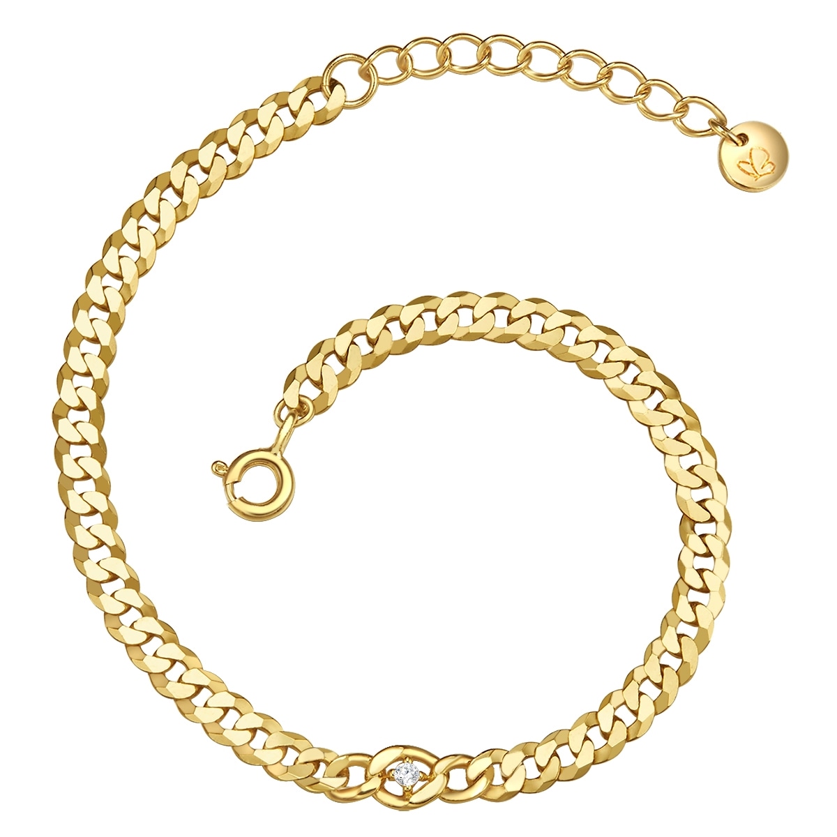 Damen Panzerarmband "GSM284", Silber 925 (Sterlingsilber), gelb, GLANZSTÜCKE MÜNCHEN, Silber 925 (Sterlingsilber), Armbänder, aus Sterling Silber