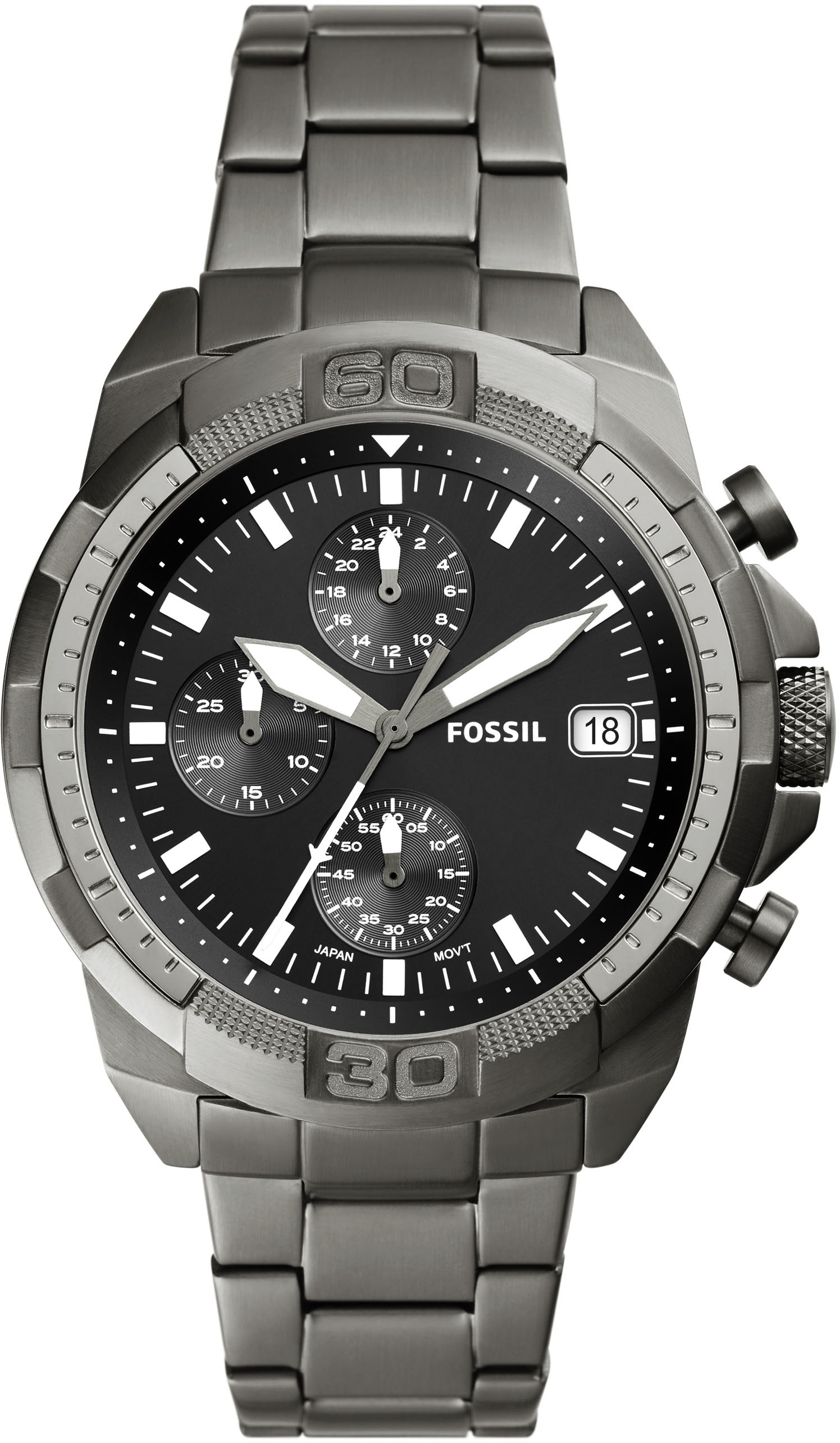 Fossil Chronograph »BRONSON, FS5852,44MM«, Quarzuhr, Armbanduhr, Herrenuhr, Stoppfunktion, Edelstahlarmband,Datum