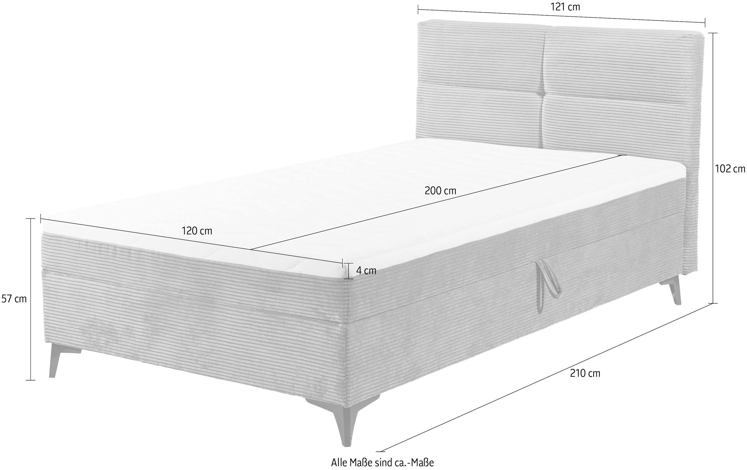 ED EXCITING DESIGN Boxbett »Andon«, mit Bettkasten, integrierter Topper, universell aufbaubar