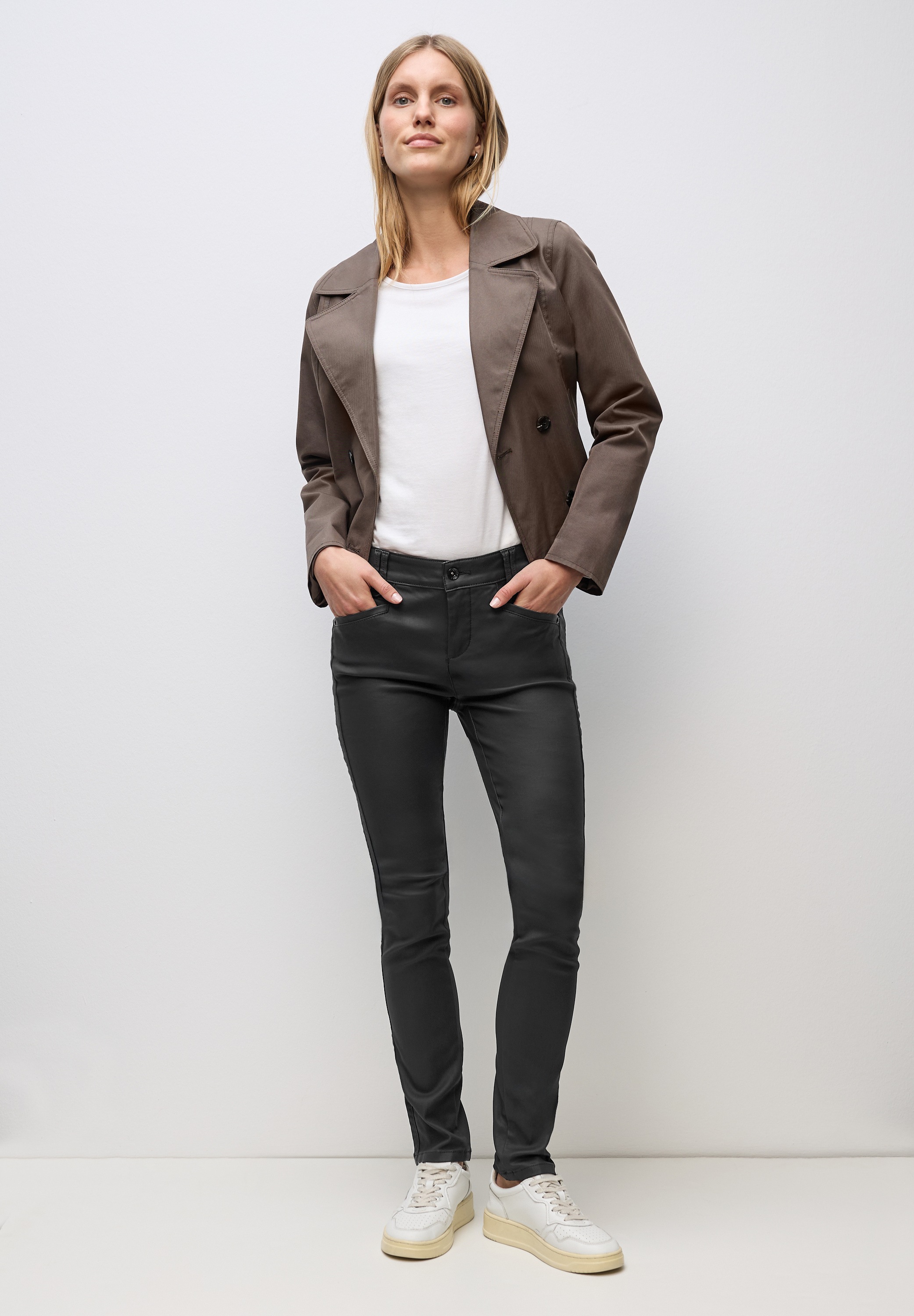 Stoffhose STREET ONE, Damen, Gr. 44, Länge 30, schwarz, Stoff, 79% Viskose, 18% Nylon, 3% Elasthan, unifarben, comfort fit normal, Hosen Stoffhose 3