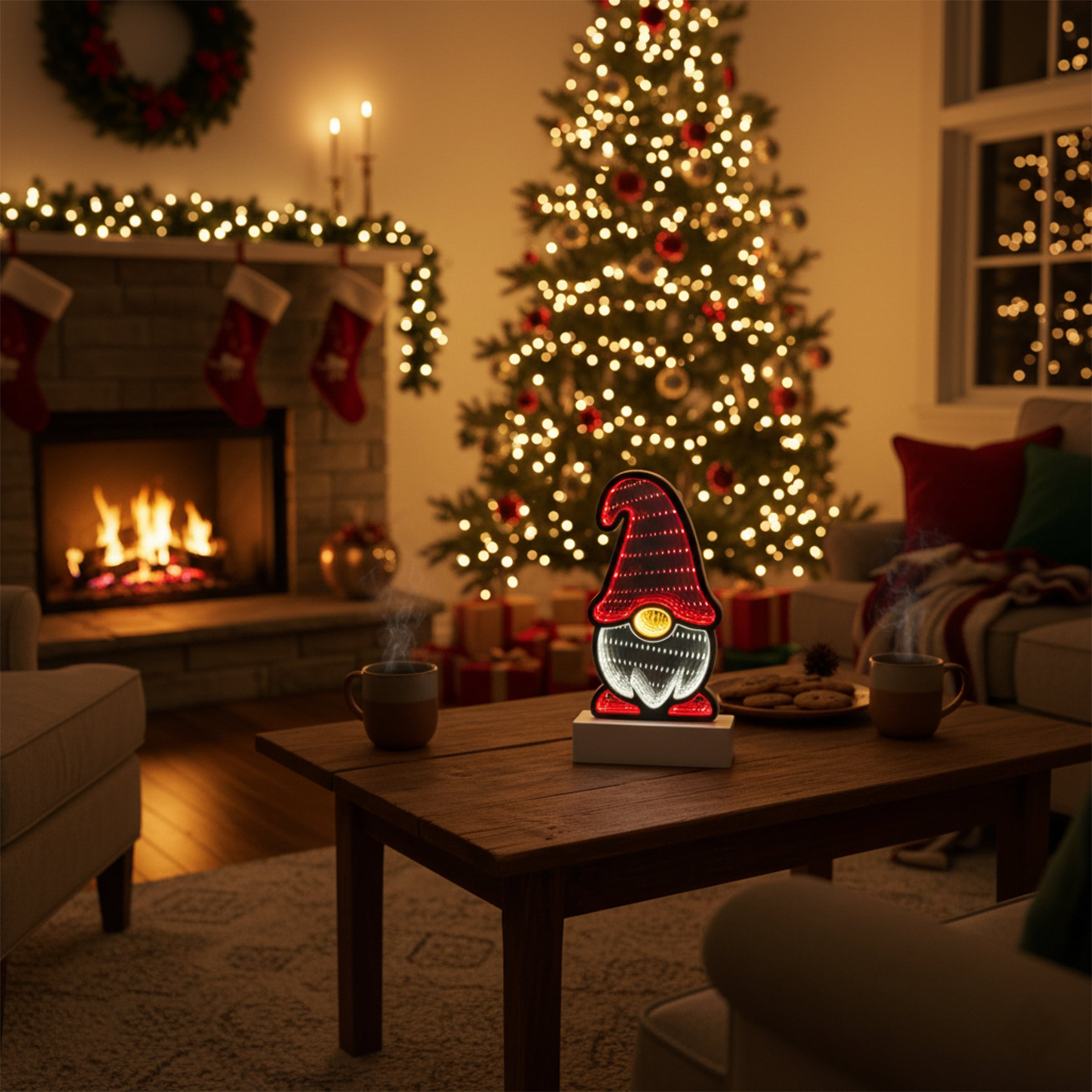 OTTO home LED Dekofigur »LED-Wichtel Evvina« LED-Modul Warmweiß Infinity Effekt, Weihnachtsdeko für Innen, beidseitig beleuchte