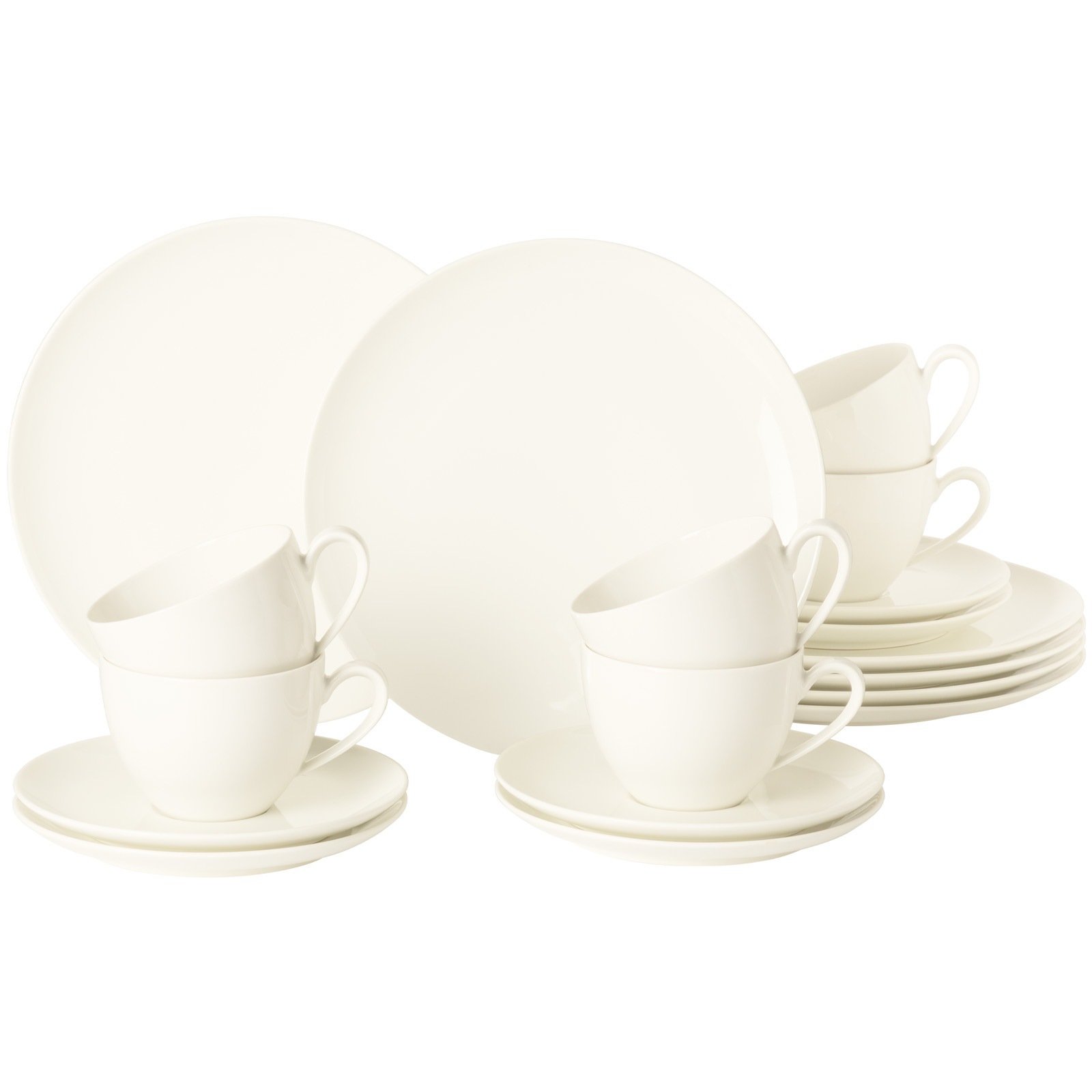 SELTMANN WEIDEN Geschirr-Set "Kaffeeservice Savona Fine Diamond 18er Set creme", 18 tlg., beige, Geschirr-Sets, Spülmaschinenfest, Mikrowellensicher,