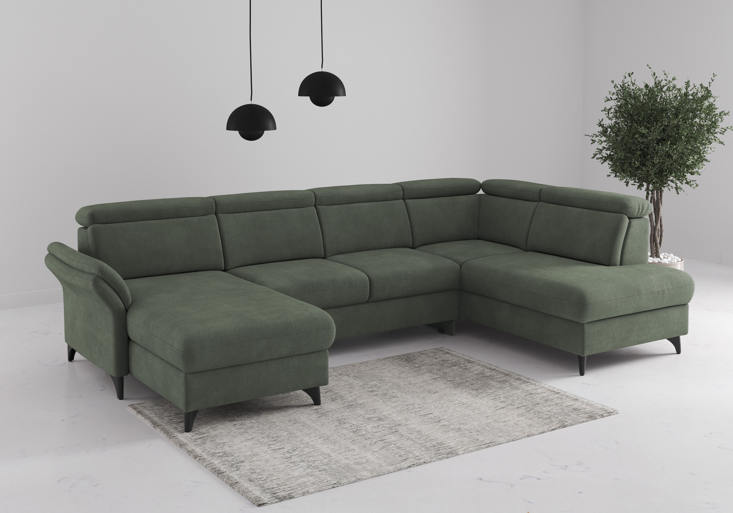 sit&more Wohnlandschaft "Glendale, U-Form" inkl. Kopfteilverstellung,wahlweise mit Vorziehsitz und Bettkasten