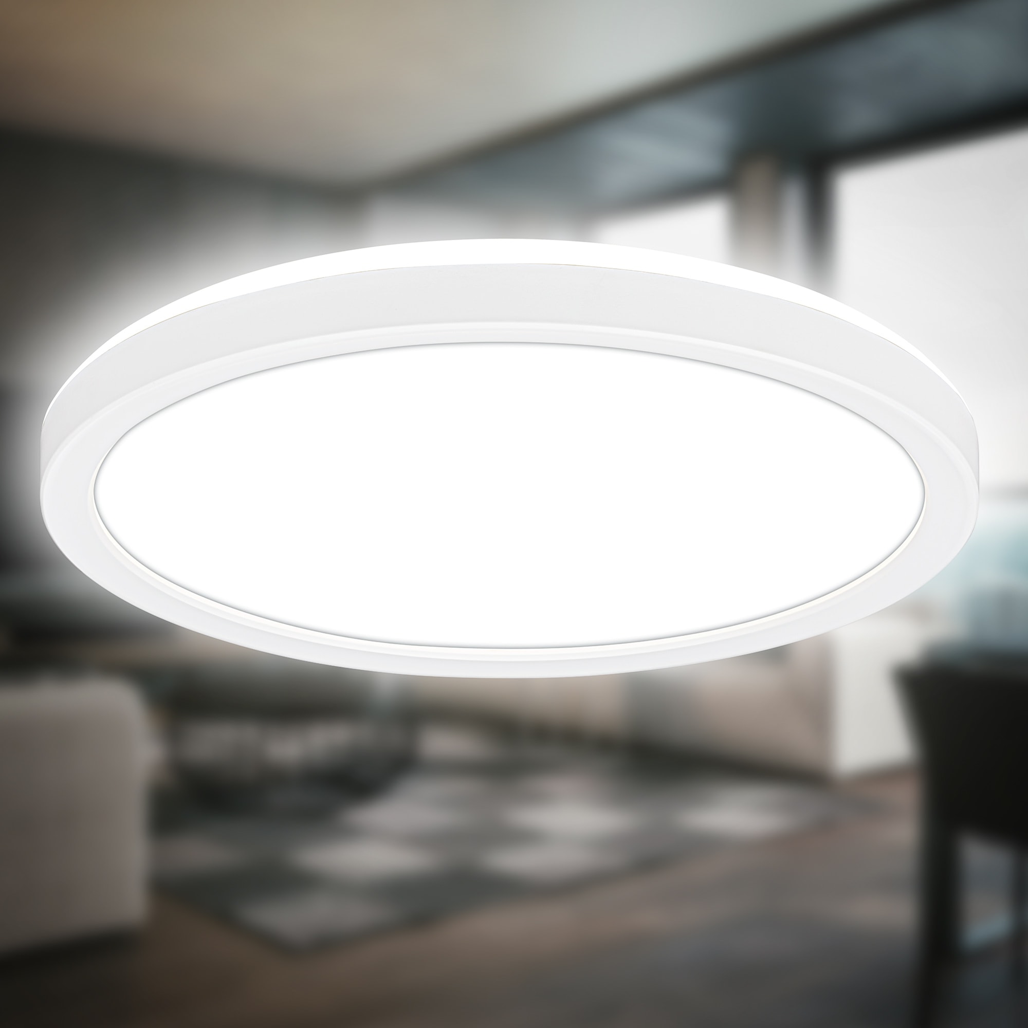 B.K.Licht LED Deckenleuchte »BKL1598 Ultraflache Deckenlampe, LED Panel mit Backlight«, 1 flammig, Leuchtmittel LED-Modul | LED fest integriert, 4.000K, 1.900 Lm, 16W, indirekte Hintergrundbeleuchtung, ⌀24cm, Weiß