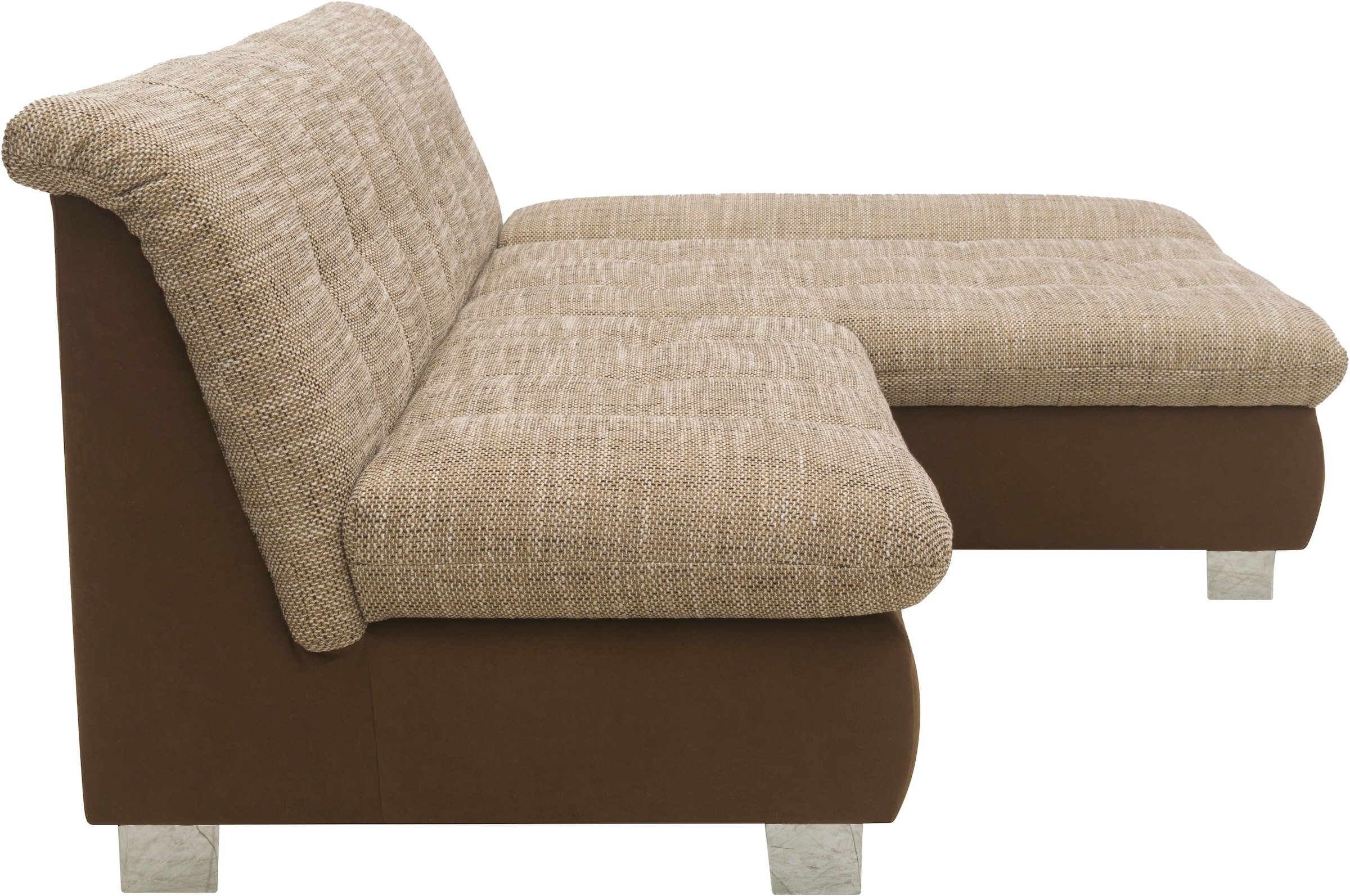 DOMO collection Ecksofa »100031 kompakte Stellmaße, komfortabel und bequem, L-Form«, wahlweise mit Bettfunktion und Armteilverstellung. Breite 234cm