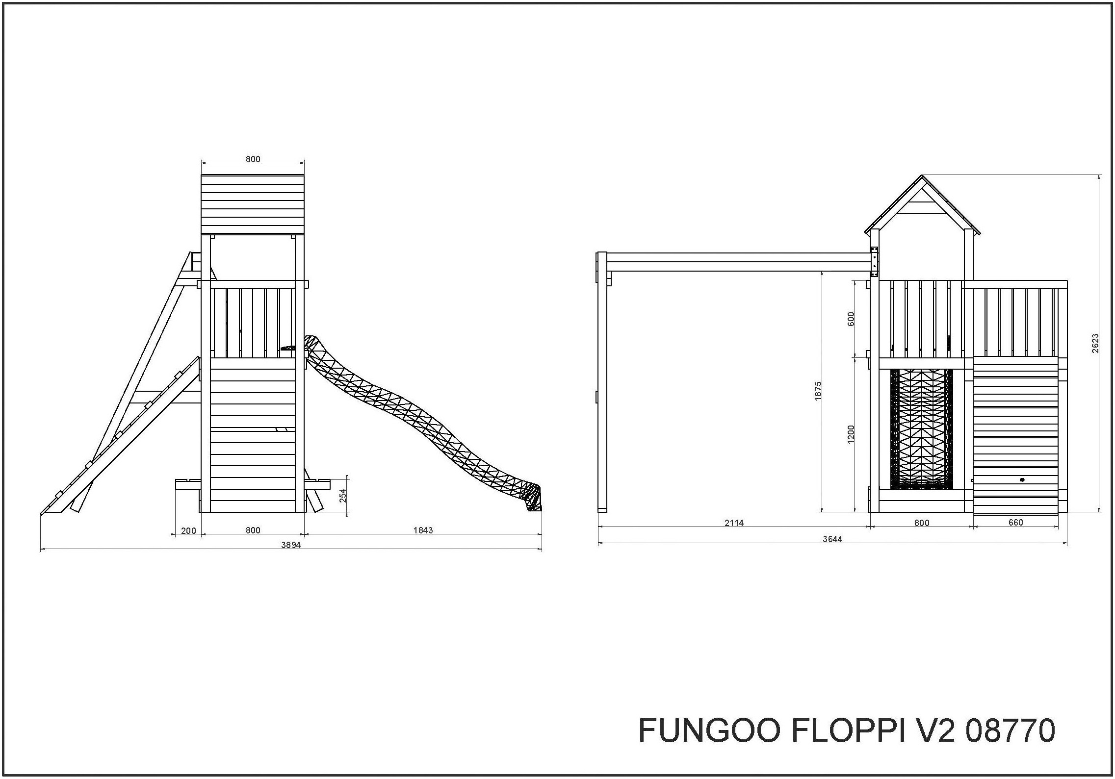 FUNGOO Spielturm »FLOPPI« mit Rutsche, Doppelschaukel, Kletterwand, Teleskop, Lenkrad