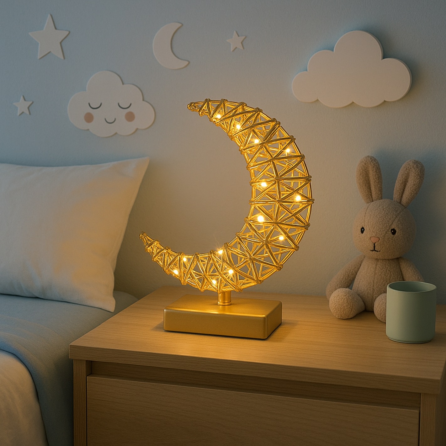 I.GE.A. LED-Dekofigur "LED-Dekoobjekt Mond" Dekofigur Metall Gold warmweiß günstig online kaufen