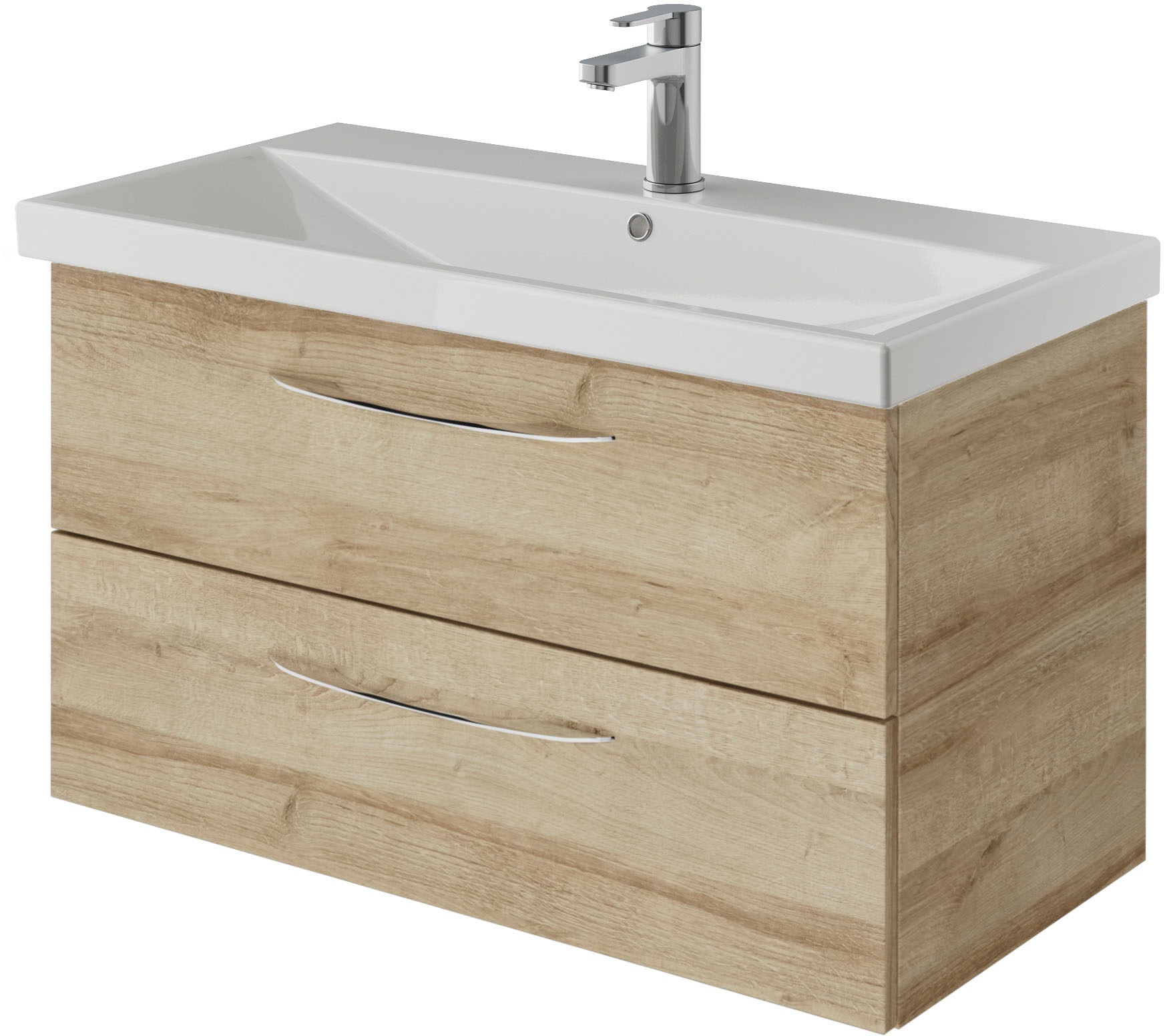 Saphir Badmöbel-Set »Serie 4035 2-teilig, Keramikwaschtisch mit LED-Spiegelschrank«, (Set), 90 cm breit, inkl. Türdämpfer, 2 Schubladen, 3 Türen, 6 Einlegeböden