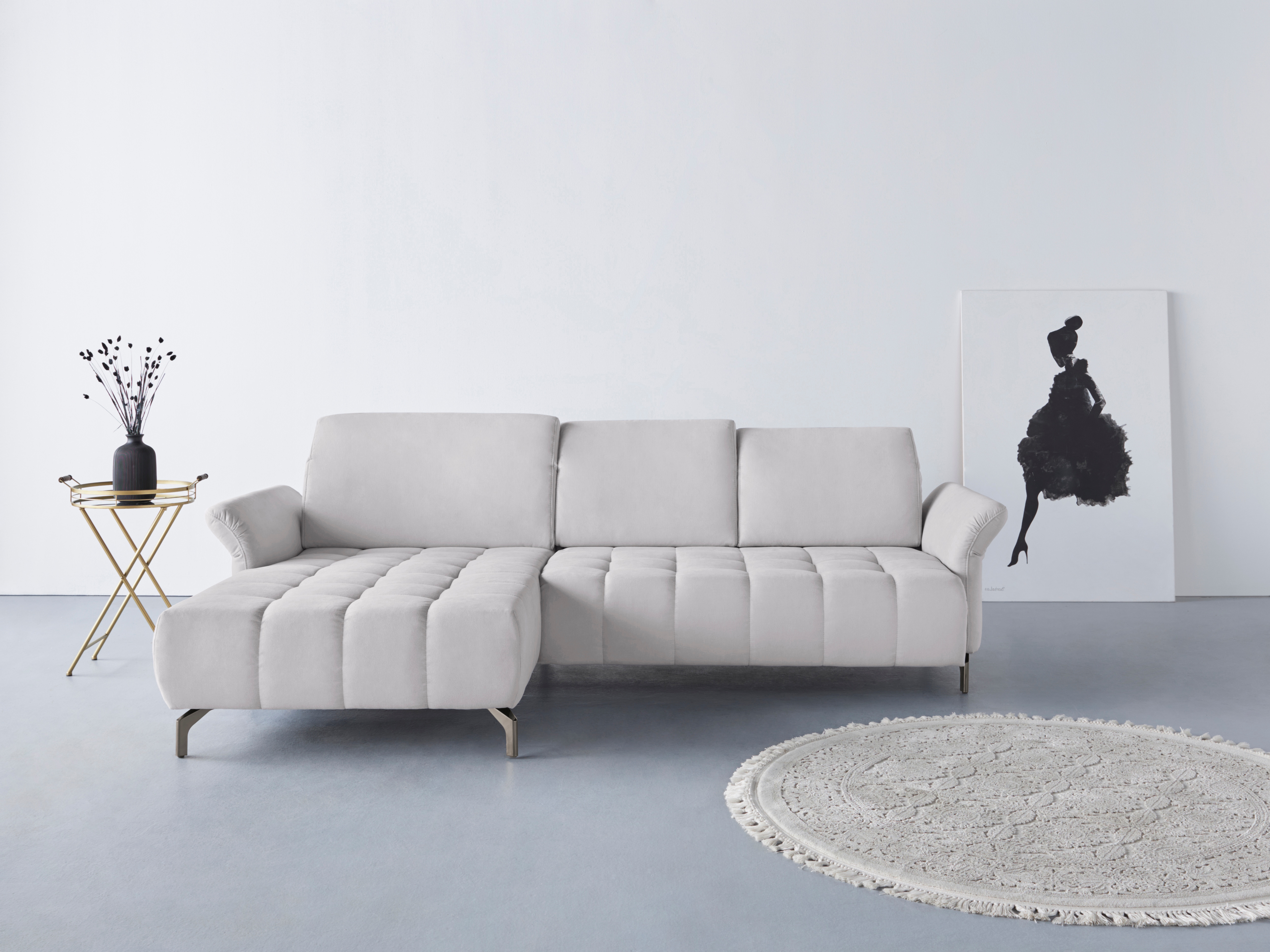 OTTO home Ecksofa "Fresh L-Form" Federkern, wahlweise Kopfteilverstellung und motorischer Vorziehsitz