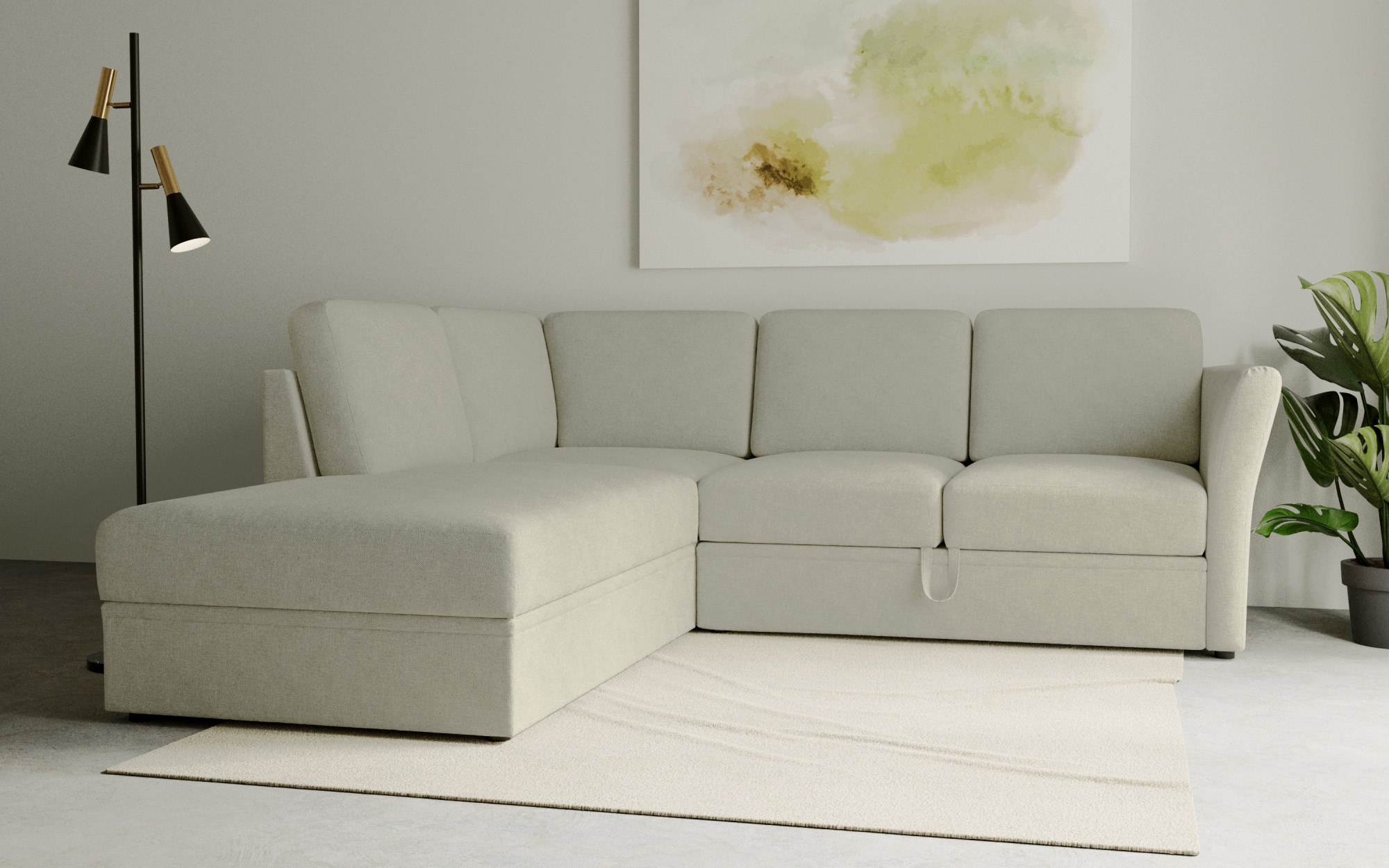 OTTO home Ecksofa "Lavars, L-Form, Schlafsofa" mit Bettfunktion und Stauraum, in zwei verschiedenen Bezugsqualitäten