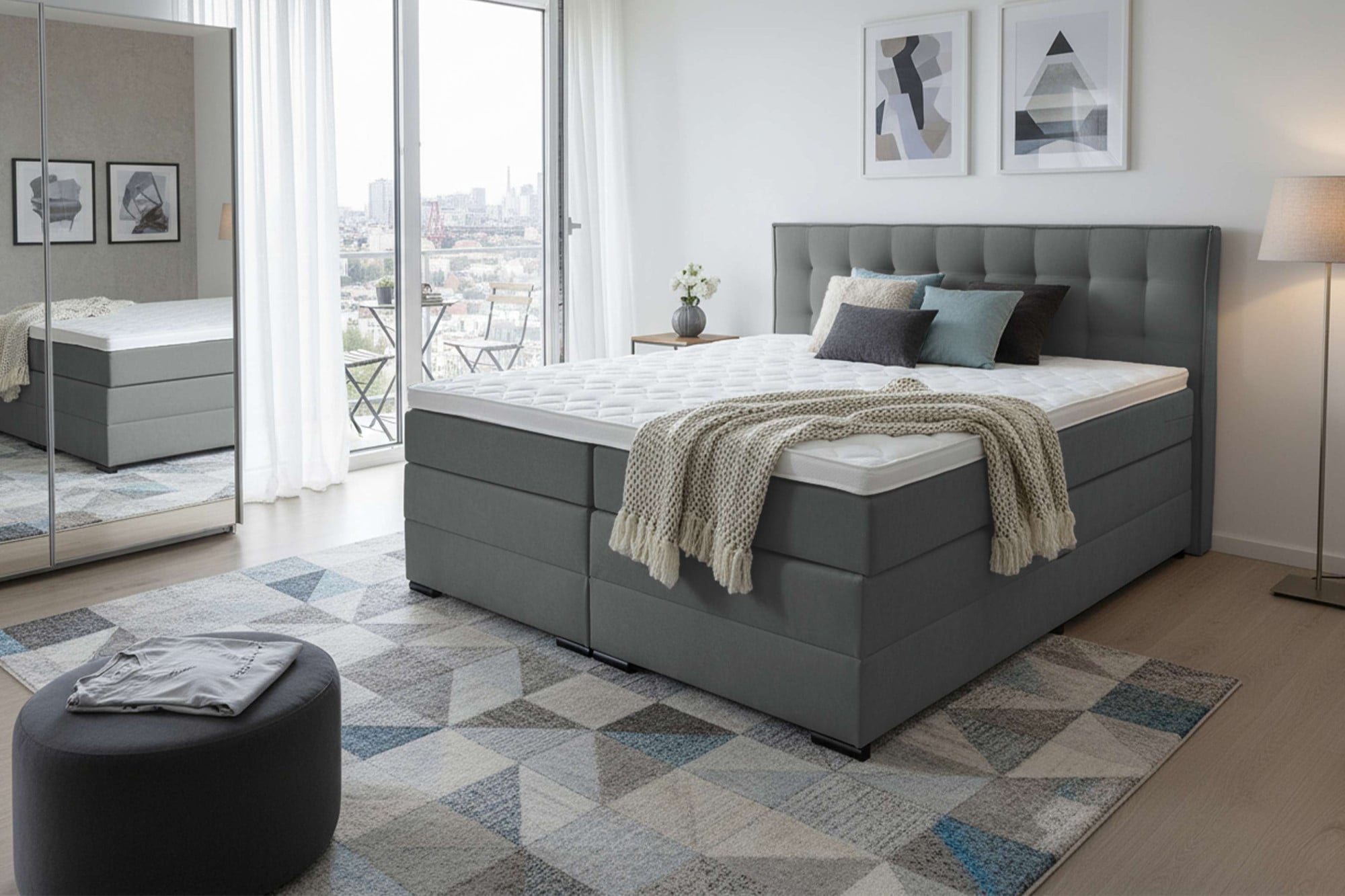 Home affaire Boxspringbett "Köln, Doppelbett, Polsterbett, Federkernbett, Komforbett, 160, 180 cm" inkl. Topper, zwei Bettkästen, Taschen-Federkernmatratze, Härtegrad 3
