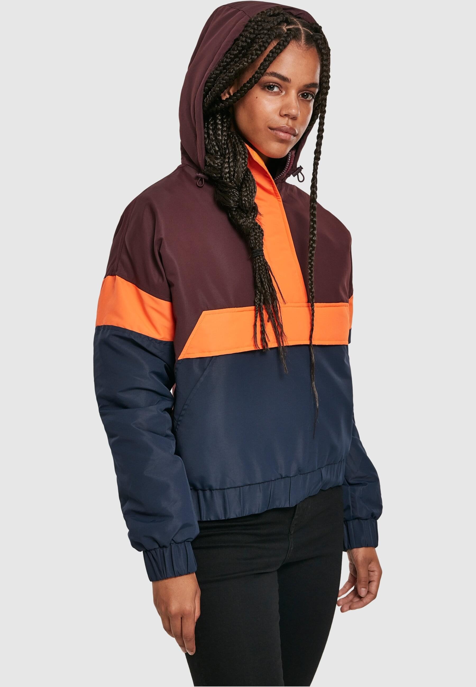 URBAN CLASSICS Allwetterjacke »Urban Classics Damen Ladies 3-Tone Neon Mix Pull Over Jacket« 1 Stk. tlg. mit Kapuze