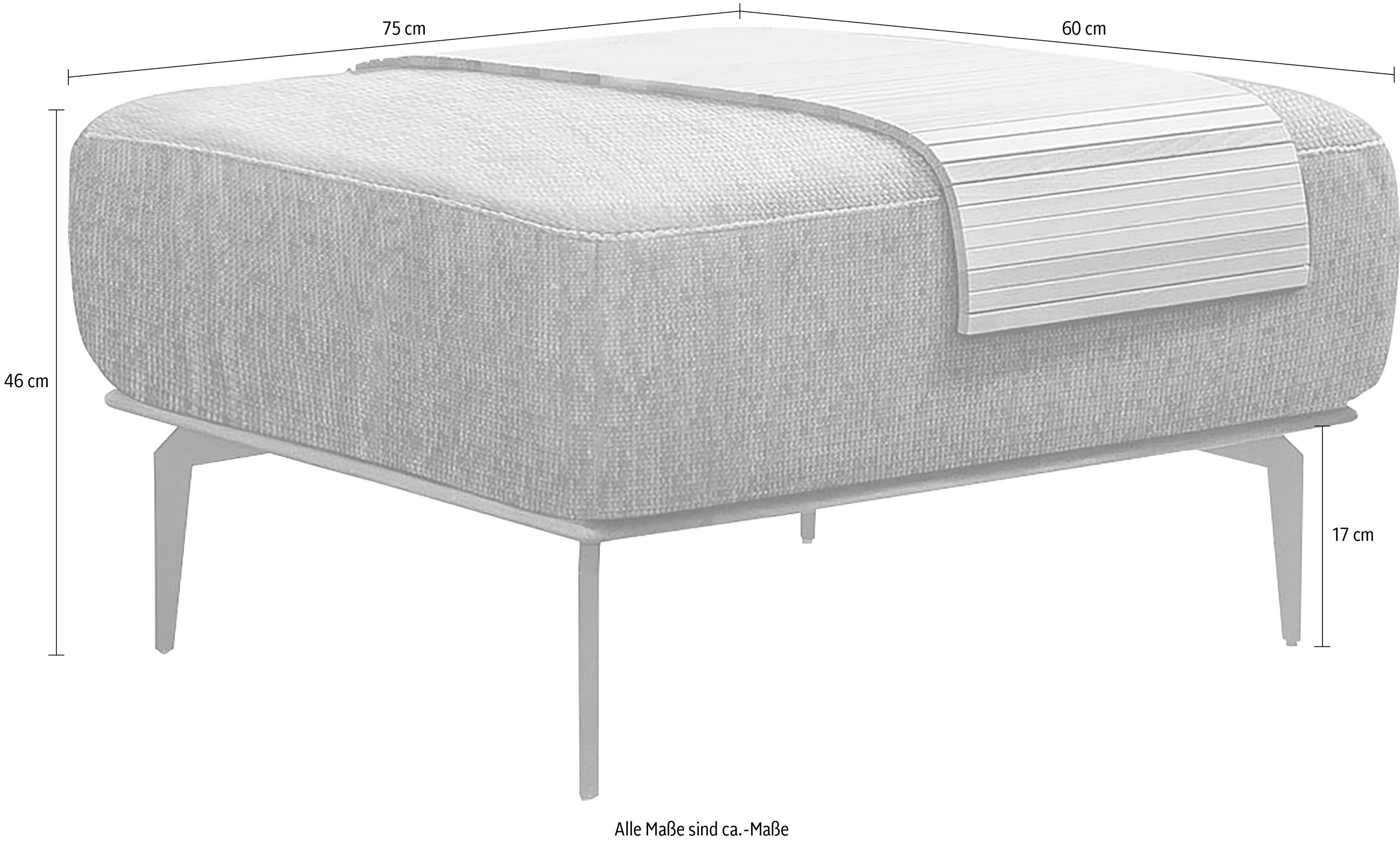 Thumbnail - W.SCHILLIG Polsterhocker "run" mit elegantem Holzsockel, Füße in Silber matt, Breite 75 cm