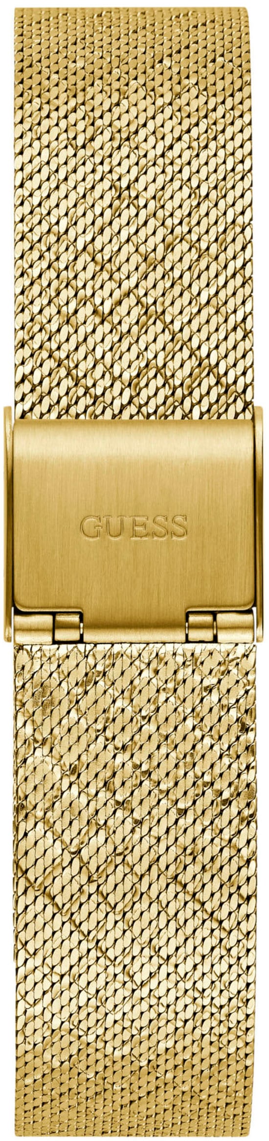 Guess Quarzuhr »BOA«, Armbanduhr, Damenuhr, Kristallsteine, Mineralglas, Edelstahlarmband