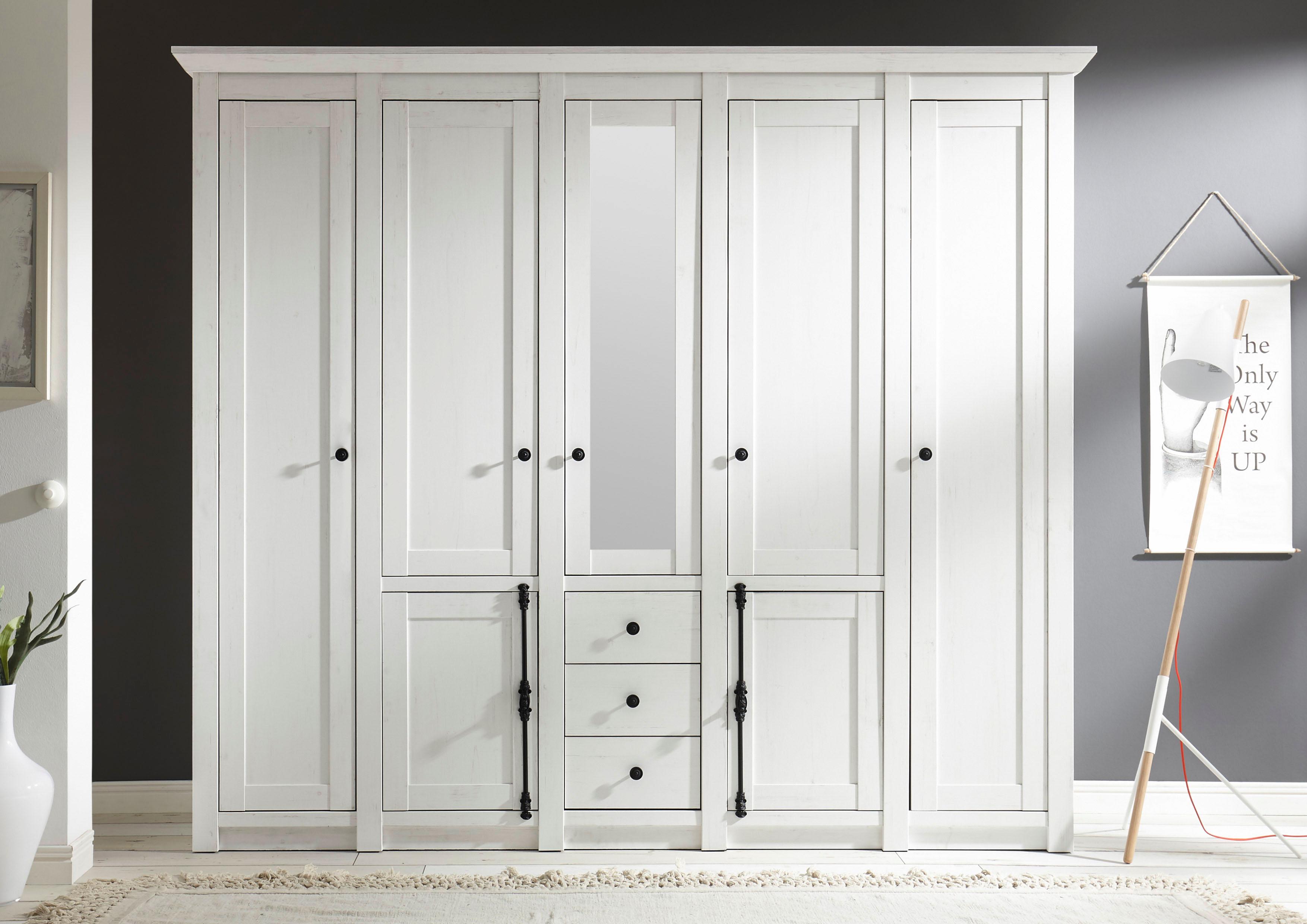 Thumbnail - Home affaire Kleiderschrank "California Landhaus Wäscheschrank mit Spiegel, 147 oder 236cm breit", INKLUSIVE komplette I...
