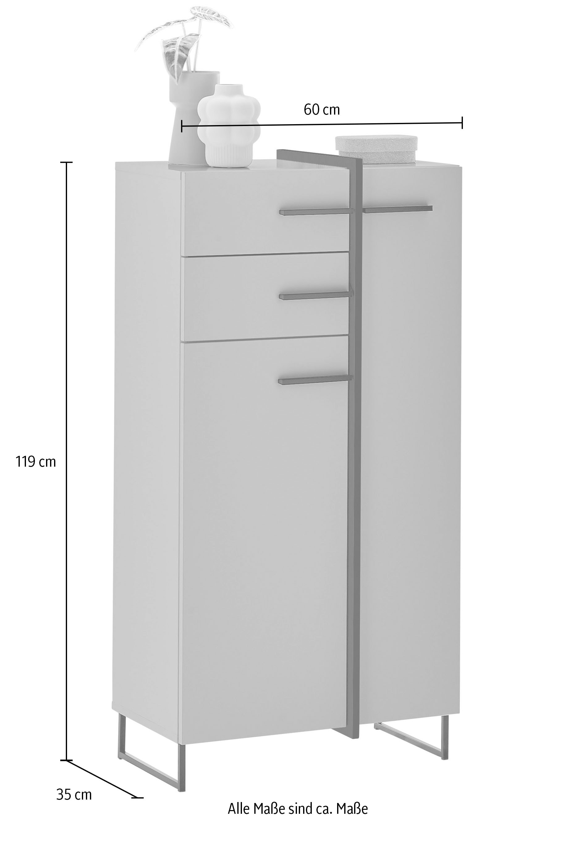 BASIC by Balculina Midischrank »Palermo, BxHxT 60x119x35 cm« 1 Stk. tlg. Breite 60cm, Softclose, Metallfüße
