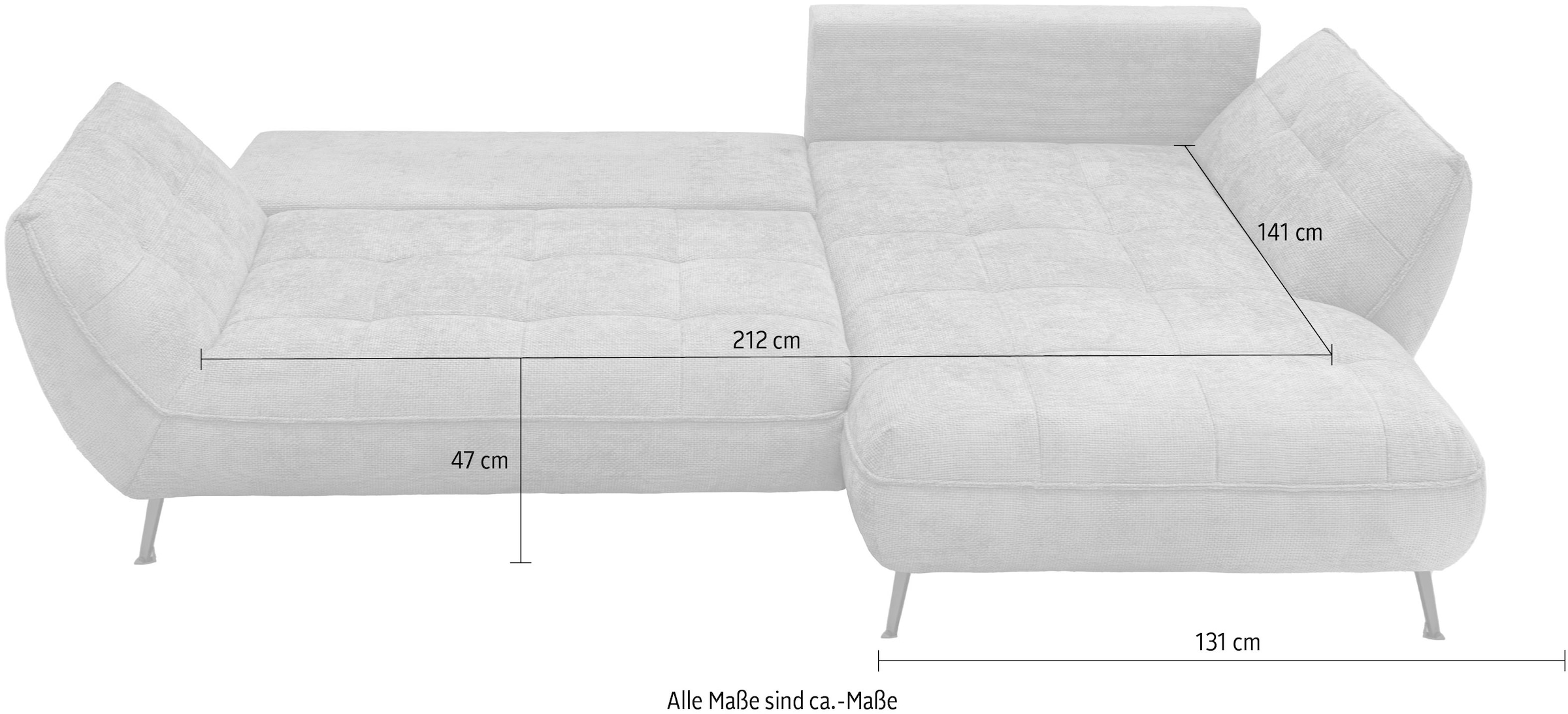 exxpo - sofa fashion Ecksofa »Samoa, bequem und modern, mit Easy-Lift-Bettfunktion, L-Form«, Ecksofa Samoa, inkl. Bettfunktion, Bettkasten und Rückenkissen