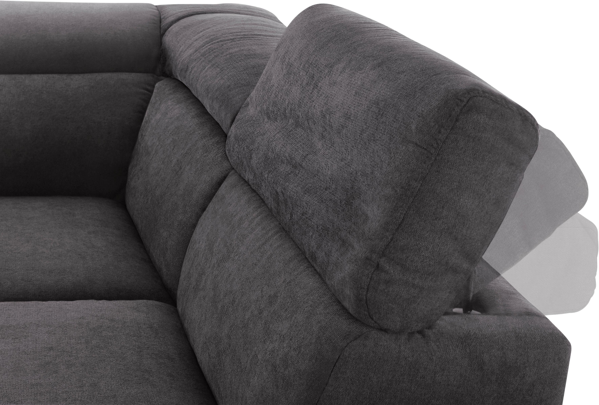DOMO collection Wohnlandschaft »Mira, inklusive Kopfteilverstellung für mehr Wohlfühlkomfort, U-Form«, wahlweise mit Bettfunktion und Bettkasten, elegant und modern